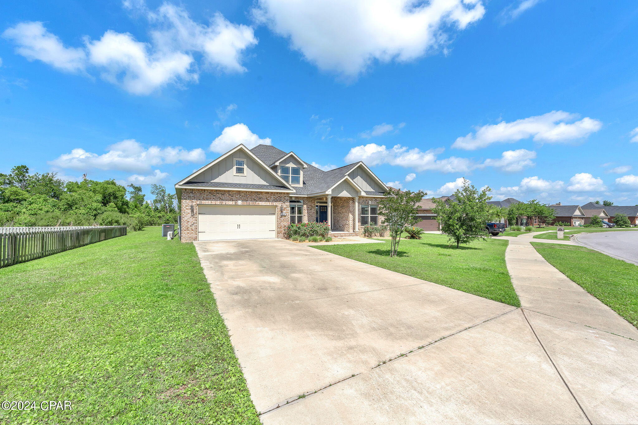 Lease this beautiful home located in the The Meadows subdivision. This 4 bedroom/3 bath home offers a spacious floor plan is with a trey ceiling with recessed lighting in the great room and a custom coffered ceiling in the formal dining room.  Laminate wood flooring is installed throughout the home except in the Jack and Jill Bedrooms, which feature upgraded carpet that was just professionally cleaned. All 3 bathrooms and the laundry room are finished with tile. This energy efficient home includes a tankless water heater and a free-standing gas range. The kitchen is open to the main living. The owners suite is situated off the living room and includes an en suite with double vanities, walk-in closet, soaker tub, and a separate tiled shower. There is also an exit to the covered porch. The rear covered porch leads to a paver patio overlooking the 17th fairway of Nature Walk golf course. This home is complete with a 2 car garage with an oversized driveway for parking. HOME IS OCCUPIED BY TENANTS UNTIL JUNE 30, 2026 SO NO SHOWINGS WILL BE SCHEDULED UNTIL JULY. APPLICATION MUST BE ON FILE BEFORE SHOWING WILL BE SCHEDULED. THE LAST TIME THIS HOME WAS AVAILABLE IT RENTED IN 15 DAYS SO APPLY IN ADVANCE TO BE ONE OF THE FIRST TO HAVE AN OPPORTUNITY TO RENT. PLEASE DO NOT DISTURB CURRENT TENANTS