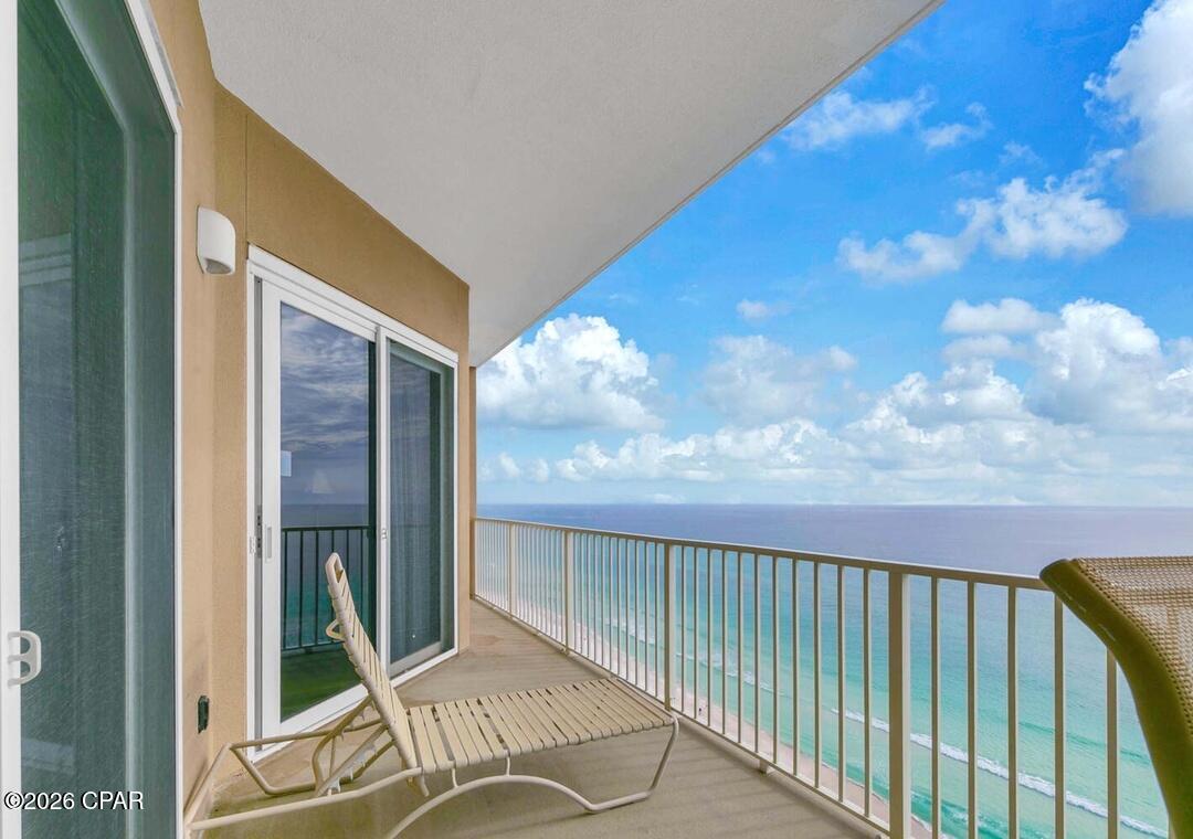 Welcome to Grandview East 1604--an extraordinary 16th-floor Gulf-front residence where panoramic emerald waters, sugar-white beaches, and unforgettable sunsets become part of your everyday lifestyle. Perfectly positioned in one of Panama City Beach's most sought-after low-density luxury buildings, this beautifully updated 3-bedroom, 2-bath condominium offers the rare combination of elegance, privacy, and breathtaking coastal views. 

From the moment you step through the front door, you're greeted by a spectacular wall of shimmering Gulf waters stretching endlessly across the horizon. Floor-to-ceiling glass invites the outdoors in, filling the spacious open-concept living area with natural light and showcasing postcard-worthy views from nearly every angle.

The chef-inspired kitchen is designed to impress, featuring endless granite countertops, gleaming stainless steel appliances, abundant cabinetry, a spacious pantry, and an incredible Gulf-front backdrop that transforms everything from your morning coffee to sunset dinners into unforgettable experiences.

Every detail throughout the residence reflects pride of ownership and timeless coastal elegance. Luxury vinyl plank flooring flows seamlessly throughout, complemented by crown molding, custom furnishings, designer drapery, granite countertops in both bathrooms, and a thoughtfully designed floor plan perfect for entertaining family and guests. Retreat to the spacious Gulf-front primary suite, where private balcony access allows you to wake each morning to the sound of rolling waves. The luxurious ensuite bath features a large jetted Jacuzzi tub, separate walk-in shower, private water closet, and generous space to unwind after a day on the beach.

The oversized balcony becomes your personal front-row seat to the Emerald Coast, offering sweeping views of the turquoise Gulf, endless coastline, playful dolphins, and some of the most spectacular sunsets Panama City Beach has to offer.

Additional highlights include a large laundry room with full-size washer and dryer, owner's storage closet, handicap-accessible doorways, two parking passes, and accommodations that comfortably sleep six. 
Grandview East is one of Panama City Beach's hidden gems--a boutique, Gulf-front community with just over 60 residences spread across 17 floors, creating an uncrowded atmosphere rarely found along the beach. Residents and guests enjoy a Gulf-front swimming pool, fitness center, secure coded lobby and beach access, high-speed elevators, wheelchair-accessible beach ramp and mat, plus recently upgraded high-speed internet that even extends to the pool and beachfront.

The building itself has undergone significant improvements, including new Gulf-front windows and sliding glass doors, a new roof, backup generator, enclosed walkway to the pool, and extensive exterior enhancements, offering buyers both beauty and peace of mind.

Located in the very heart of Panama City Beach, you're only minutes from PCB's new TOPGOLF, Dollywood, Pier Park, championship shopping, world class golf courses, waterfront dining, entertainment, grocery stores, Shipwreck Island Waterpark, and countless local attractions, while still enjoying the tranquility of a boutique beachfront community.

Whether you're searching for a luxurious primary residence, an unforgettable second home, or a high-demand vacation rental investment, Grandview East 1604 delivers the perfect blend of sophistication, comfort, and Gulf-front living.
'Owner Only' parking garage is located directly below the building - making arriving or leaving VERY easy! Additional parking is found across the enclosed walkway - just a few steps away from the building. 
Luxury. Location. Lifestyle. Opportunities like this don't come along often. Schedule your private showing today and experience why Grandview East continues to be one of Panama City Beach's most desirable Gulf-front addresses.
