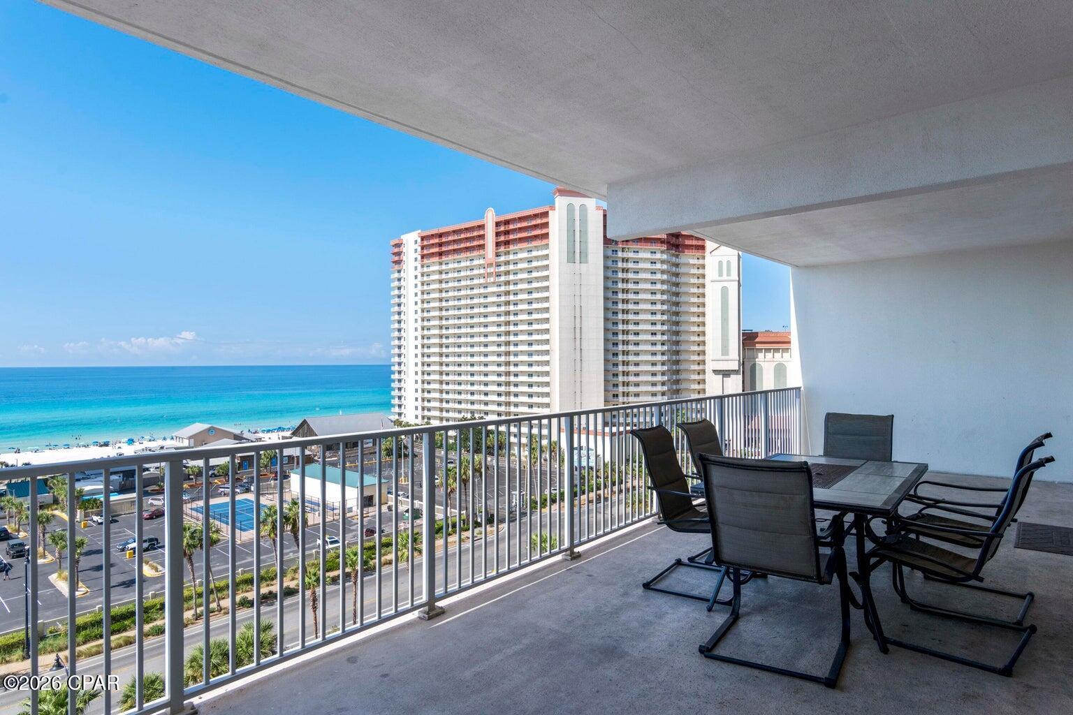 Entered for Comp purposes only.  Gulf-facing 3BR/3BA at Laketown Wharf with 1,681± SF and a wide private balcony overlooking the emerald coast. Open living/kitchen with breakfast bar; split bedrooms including an ensuite primary. Resort amenities: 5 pools, fitness center, putting green, playground, events center, on-site dining/shops, covered parking, & deeded beach access next to Pineapple Willy's. Short-term rentals allowed. Quarterly HOA includes cable, water, security, grounds, and amenities. Enjoy the BRAND NEW billiards, bowling, and arcade steps away. Live the PCB resort lifestyle or position as a high-demand rental--Unit 821 delivers views, space, & convenience in the heart of it all. Don't miss this opportunity to get a rare 3/3 Gulf view property for this price! Reach out to schedule a private showing!