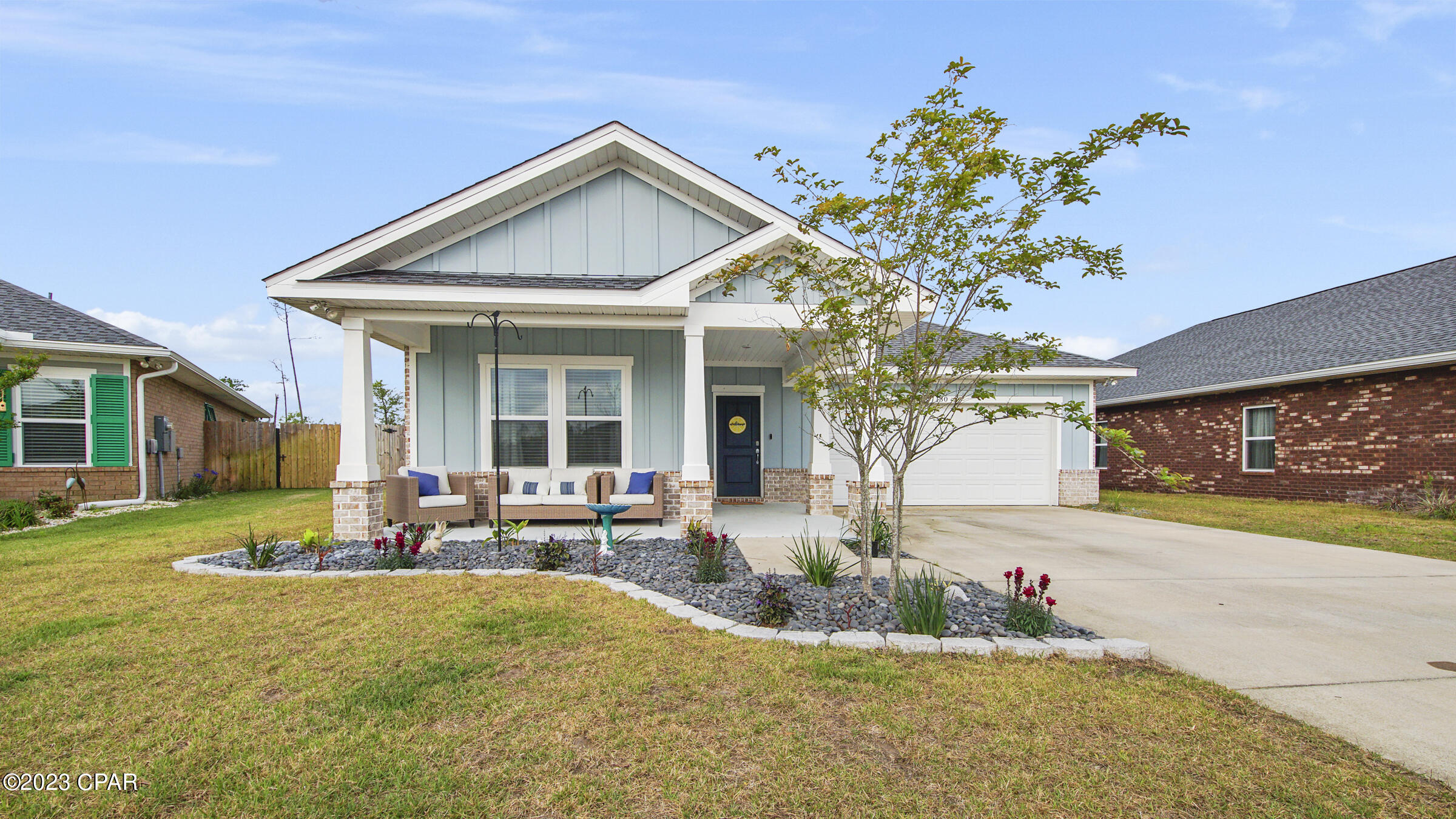 This home is in the newest phase in Camryn's Crossing phase II subdivision. This beautiful home is a 3bed 2 ba with high ceilings. Features LVP floors throughout main living areas and hallways. The kitchen features a large island, custom cabinets, stainless steel appliances, and more. Master Suite present a large spacious bedroom with tray ceiling, 2 large walk-in closets, and a master on suite bathroom with double vanity, and garden tub. Back covered patio and yard make this home great for entertaining. Home sits on a large lot with no homes directly behind you make it great for entertainment and privacy.