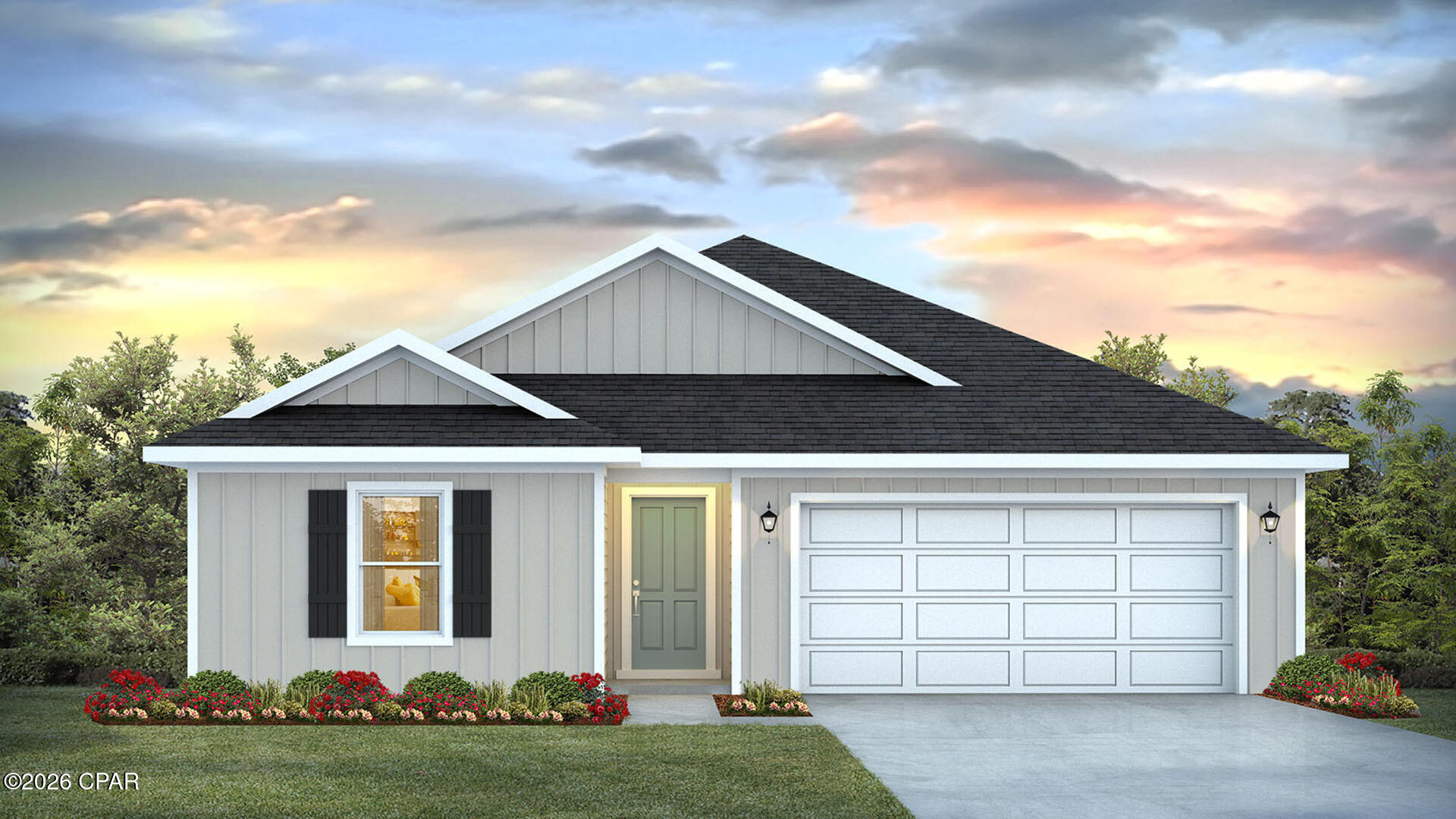 Welcome to 1798 Normandy Drive at Sunny Hills in Chipley, Florida. This pre-construction homesite offers the opportunity to secure new construction prior to groundbreaking. This is a corner lot that will be developed with the Lakeside floorplan and built to current design standards and specifications. Buyers may have the ability to personalize select finishes depending on the stage of construction. Estimated completion timelines and build details available upon request.

The Lakeside has a foyer with two bedrooms and a shared bath just off the front entry. As you enter the large open living space there is a dining area and laundry room as well as a small hall leading to two more bedrooms and a full bathroom. The kitchen has a center island and is open to the living area allowing for easy meal prep and clean up. The primary bedroom is located at the back of the home with a nice-sized bathroom that has a shower, dual sink vanity and large closet.

Beautiful interior features of this home include quartz countertops in the kitchen and bathrooms as well as EVP flooring throughout the common living areas and carpet in each bedroom. The kitchen comes equipped with white cabinetry, a pantry for storage and appliances including a stove, microwave and dishwasher.   The exterior of this home will have vinyl siding, 30-year dimensional shingles with a manufacturer's warranty and lighting at the garage, front entry and back patio. The lawn has been professionally landscaped with a flower bed along the entry walkway and sodded lawn.