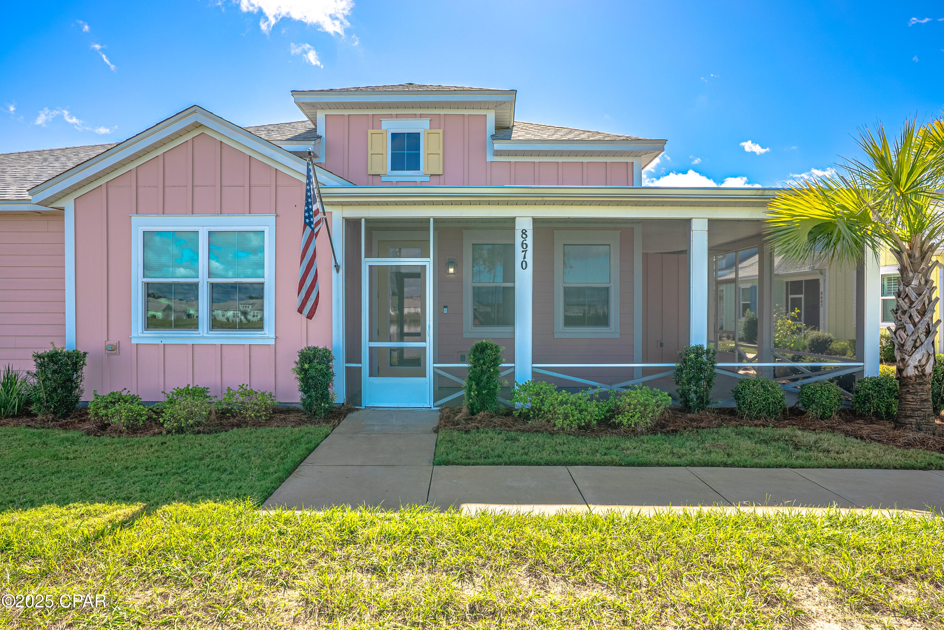 PRICE IS FIRM!!!   Location, Location, Location  
Discover your Dreamsicle cottage in Latitude Watersound, a premier 55+ community that offers the perfect blend of relaxation and adventure! This charming 2BR/2BA + Den features an open-concept layout that flows seamlessly from room to room. The kitchen boasts stunning quartz countertops with matching backsplash, a gas range, stainless steel appliances, 42'' upper cabinetry, ideal for cooking and entertaining. This home features a spacious wraparound screened porch, vaulted ceiling with beams in great room & recessed lighting throughout.  Additional highlights include 8-ft interior doors, laminate & tile flooring in baths.  Set in a prime sought-after location this cottage offers a perfect blend of facing a peaceful pond and gorgeous sunsets. Location is close to the world-class amenities, including resort-style pool, delicious on-site restaurant Bar & Chill, state-of-the-art fitness center with a 75-foot indoor lap pool.  The Workin' and Play Center includes: The Hangar, The Clayground, Barkaritaville Spa, and the Last Mango Theatre and of course live entertainment multiple times each week at the bandshell.  There are also pickleball courts, tennis courts, and bocce ball.  Your fur babies will enjoy fun times at Barkaritaville Dog park.  With a full social calendar of events, the fun never stops. Location will also be close to the groundbreaking Publix grocery store, and other business being built along Hwy 79.  There is also a public marina in the future that will be conveniently located on the Intercoastal Water way.  Everything is just a golf cart ride away.  
Tankless hot water heater 2023
HVAC 2023
Roof 2023.