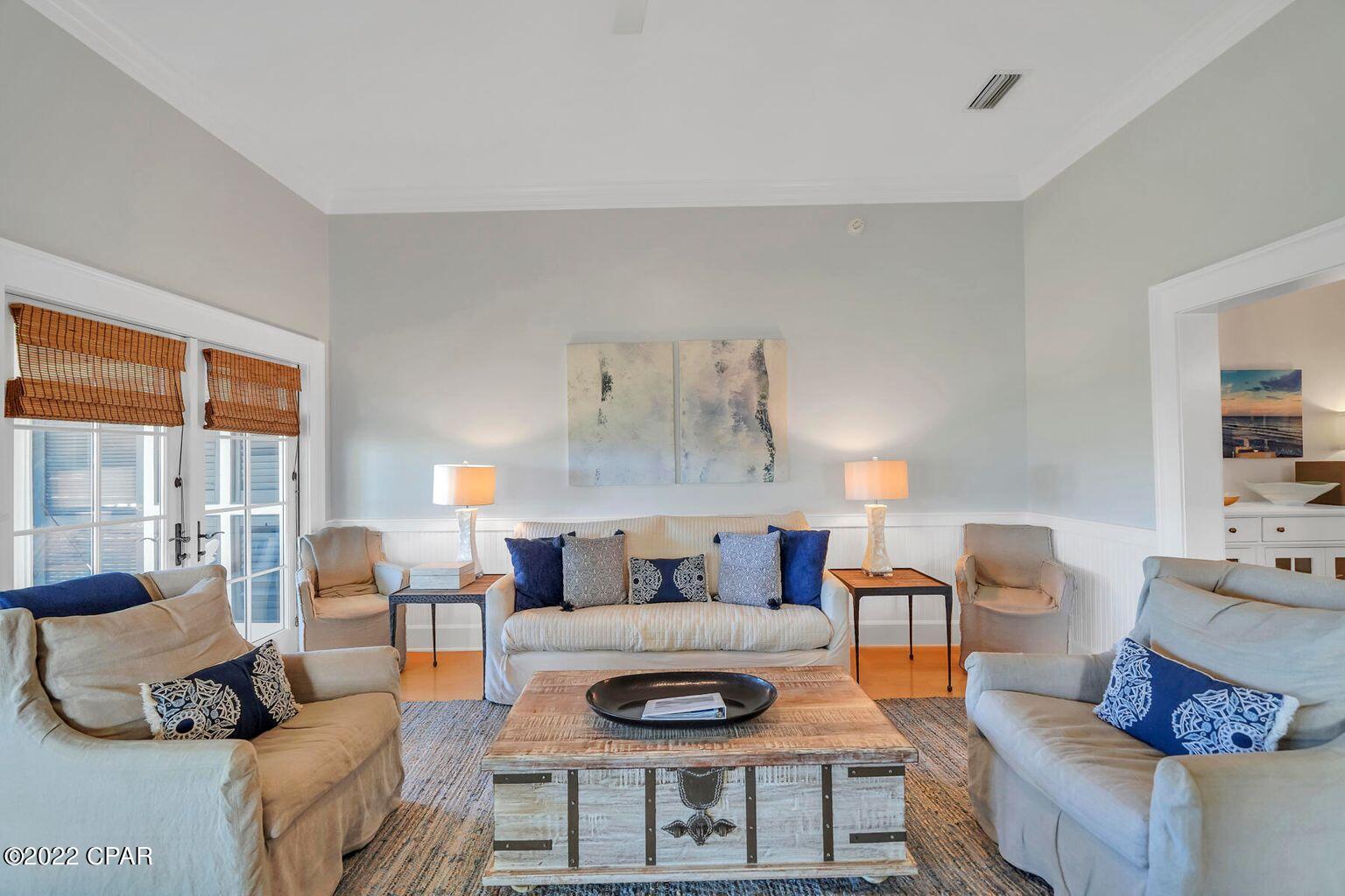 2 bedroom, 2 bathroom with bunk room in the WaterColor Community. This condo has been fully redecorated by professional designers and is ideally located directly across from the Watercolor Beach Club. This unit is located above shopping and dining plus a quick 3 minute bike ride to Seaside Center. The covered wrap around balcony overlooks 30A, and features cushioned seating perfect for alfresco dining. The Gulf of Mexico can been seen from the wrap around balcony too! There are a lot of extras including new interiors and fixtures, flat screen TVs plus an Apple TV in the bunk room and Sonos. This unit comes fully furnished excluding the items in the owners and cleaning closets. This unit is a wonderful location with 2 Minute walk to the WaterColor Beach Club and beach access and 5 minute walk to Seaside Square. There is parking for 1 vehicle and the parking lot is located behind building and is first come, first serve. The elevator and stair access to top floor corner unit (located on the 3rd floor). This condo is all one level - NO STAIRS! There is Cable and Wifi included through the HOA and a printer in the media console. This unit includes a fully equipped kitchen including all new stainless steel appliances. The owners have included a private workspace in the Primary King Suite with a desk and chair and there is an in unit washer and dryer. Buyers will have access to Watercolor Beach Club, Camp Watercolor, and all community pools with HOA fees. The Primary King Suite includes a flat screen TV, Sonos Sound System, reach in closet plus dresser storage, desk and chair, en suite bath with dual vanity sink, walk in shower and jetted tub. The Master is a true suite with doors added to separate the master from the bunk room for added privacy. Schedule your showing today!