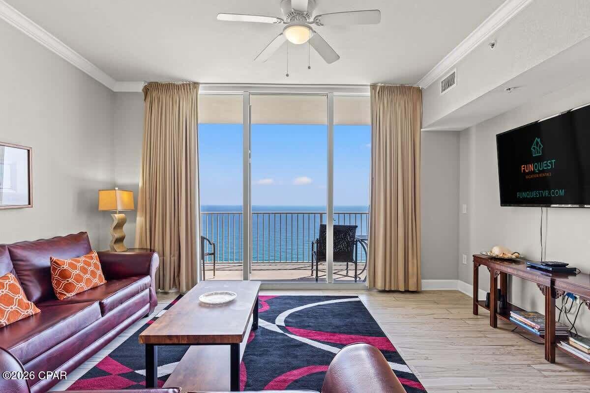 Rent is $2,700 per month, with a $2,700 security deposit. Minimum 12-month lease required. No pets allowed. Credit and background check required.

Experience coastal living at its finest in this beautifully furnished condo at Tidewater Beach Resort in beautiful Panama City Beach. Located directly on the Gulf, this spacious unit offers breathtaking views of the emerald waters and sugar-white sand beaches. Enjoy resort-style amenities including multiple lagoon-style pools, an indoor heated pool, a fitness center with Roman spa, sauna, and steam room, a movie theater, on-site dining, covered parking, and direct beach access. Conveniently located near Pier Park, shopping, dining, and entertainment. Enjoy luxury beachfront living year-round in one of Panama City Beach's most desirable resorts.