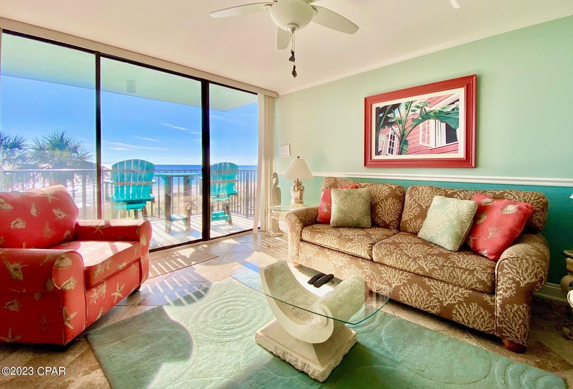 Pelican Walk 209 is beautiful 1 Bed - 2 Bath Gulf front condo!  The balcony over looks the west side poo, beach & Gulf and is the perfect spot to watch the sun set over the Gulf!   The condo has been beautifully remodeled and features a king bed in the primary bedroom with an adjoining private bathroom that has a custom tile shower with a bench seat.  The second full bathroom has a shower. The kitchen comes fully equipped and opens to a combination dining/living area.  All furnishings, appliances, and décor included with sale, except for owner personal items.