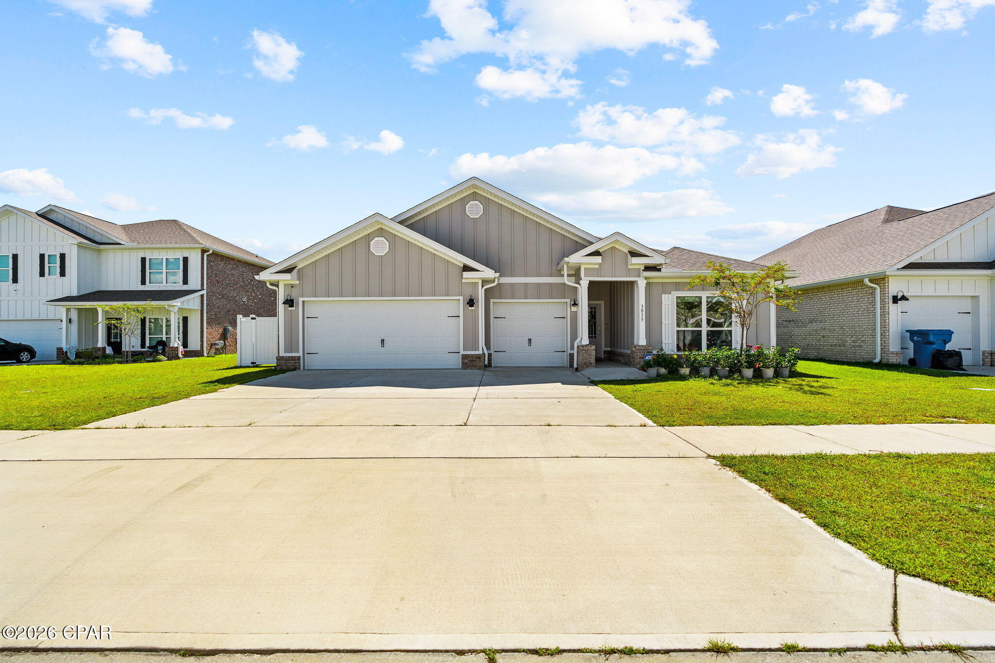 SHORT SALE APPROVED!! 4 BEDROOM 3.5 BATHROOM + IN LAW SUITE. 3 CAR GARAGE! MUST SEE! 

Welcome to Hodges Bayou Plantation, conveniently located approximately 8 miles from Tyndall Air Force Base and 6 miles from Naval Support Activity Panama City, offering an ideal location for those seeking close proximity to base while enjoying a well established community.

This well designed brick home with a Hardie front exterior offers timeless curb appeal, highlighted by a front door with a large glass window that brings in natural light and adds classic Southern charm. The Camden floor plan is the largest in its phase and features 4 bedrooms and 3.5 bathrooms, including a private mother in law quarters, along with a 4.99% assumable VA loan. An attached 2 car garage plus an additional third garage bay provides ample room for vehicles, gear, or extra storage.

Just off the garage and laundry area, the mother in law quarters offers a comfortable and private setup with its own living room, bedroom with a walk in closet, and attached full bathroom. This space is included in the total bedroom and bathroom count and provides flexibility for guests or extended living arrangements.

Inside the main living areas, LVP flooring flows throughout, with plush carpet in the bedrooms. Just off the foyer, two spacious bedrooms share a full bath with a double vanity and private water closet. Trey ceilings in the dining room, living room, and both suites add refined architectural detail.

The primary suite offers a spacious retreat with a double sink vanity, garden tub, separate shower, water closet, linen storage, and a large dressing closet. The formal dining room creates a welcoming space for gatherings, and the kitchen features granite countertops, a large center island, wraparound cabinetry, a corner pantry, and modern appliances. Natural light fills the home, and French doors open to a covered patio overlooking the backyard.

Step outside to enjoy a fully fenced backyard with white vinyl privacy fencing, offering a secure and comfortable space for outdoor living, weekend barbecues, pets, or play. The sprinkler system on a separate meter helps maintain the lawn efficiently. Sidewalk lined streets encourage evening walks or morning runs, and the neighborhood playground provides a convenient outdoor gathering space.

Built with the Zip Sheathing system, this home offers enhanced protection against wind, rain, and severe weather. This home features features keyless entry, a video doorbell, automated front porch lighting, and a touch panel that can integrate lighting, thermostat control, and additional smart features.

Call a REALTOR today to schedule a private tour. If important, please verify all information and measurements.