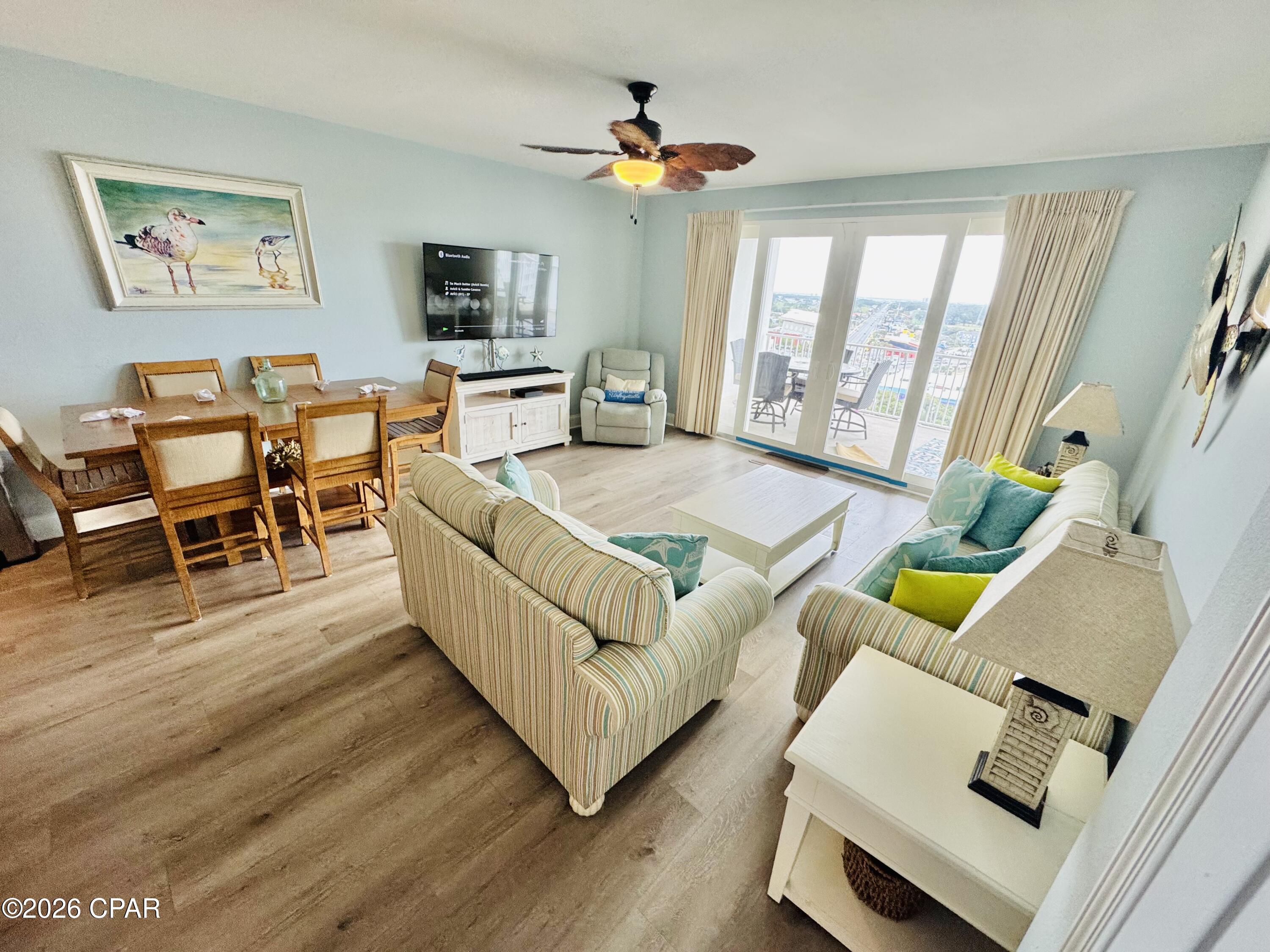 SELLER FINANCING AVAILABLE. Welcome to unit 1433. This 3-bedroom 3-bath + a bunk room is the largest floor plan at LakeTown Wharf at 1681 SF . This unit sleeps up to 10 people . The unit has beautiful views of the lake with a large balcony and access from the living room or primary bedroom. The unit is fully furnished, turn-key with brand-new appliances and decor. The flooring was replaced throughout the entire unit with LVP. LakeTown Wharf offers 5 pools, a fitness center, multiple restaurants, a hair salon, bowling, and much more. This unit will make a great primary home or investment property. Located just a few steps to the elevator that is connected by the north parking garage.