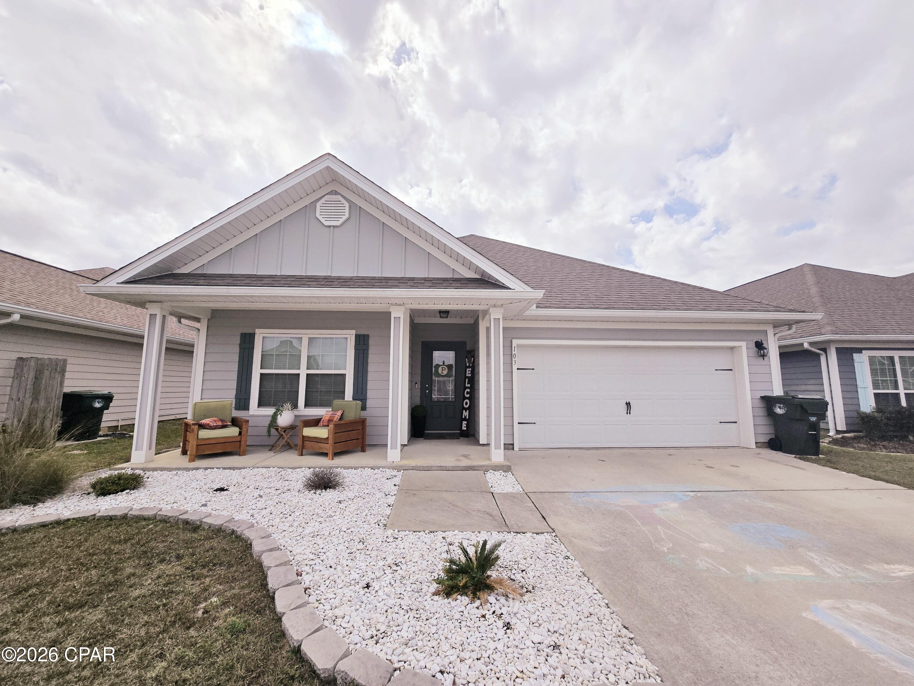 Stunning 4BR/2BA Home in Villages of Mill Bayou  | Modern Design & Prime Location 

Bring your family to the Villages of Mill Bayou, a community offering a unique lifestyle in Lynn Haven. Located within walking distance of North Bay Haven Charter School, this home is perfect for those seeking convenience and charm.

This beautiful Rhett floorplan features 1,768 square feet of open living space with 9 ft. ceilings, creating an inviting and airy atmosphere. Upon entry, you're welcomed by an extended foyer that leads into a spacious kitchen with upgraded cabinets, granite countertops, a large kitchen island, and a cozy breakfast nook. The dining area flows seamlessly into the living room, making it ideal for both everyday living and entertaining.

The master bedroom is a luxurious retreat, offering tray ceilings, a walk-in closet, and an ensuite bath with a soaker tub, separate shower, double vanities, and granite countertops--designed for comfort and relaxation.

Three additional bedrooms provide ample space for family, guests, or a home office, all filled with natural light.

Step outside to a fenced backyard with a covered patio--perfect for relaxing or entertaining. The two-car garage and extended driveway provide plenty of parking.