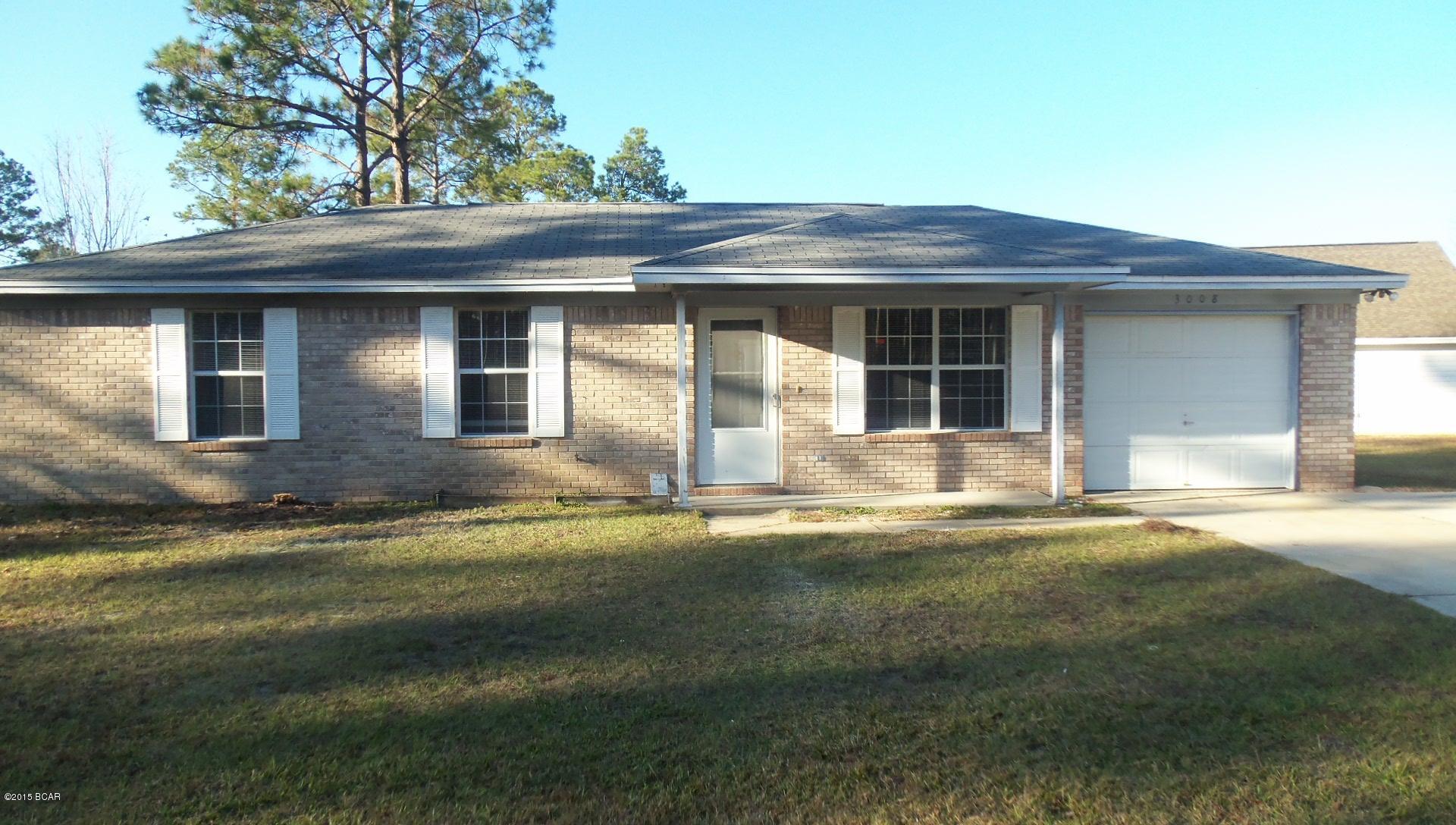 3 BR 1 BA Brick home, located on corner with garage, covered deck, and storage shed.  Home is partially carpeted with some hardwood and tile.

Pets allowed with owner approval and Non Refundable pet fee of $150.00 per pet.  

All sizes  are approximate, please verify if important.  

School assignments are subject to change, please check  with Bay County for updates.