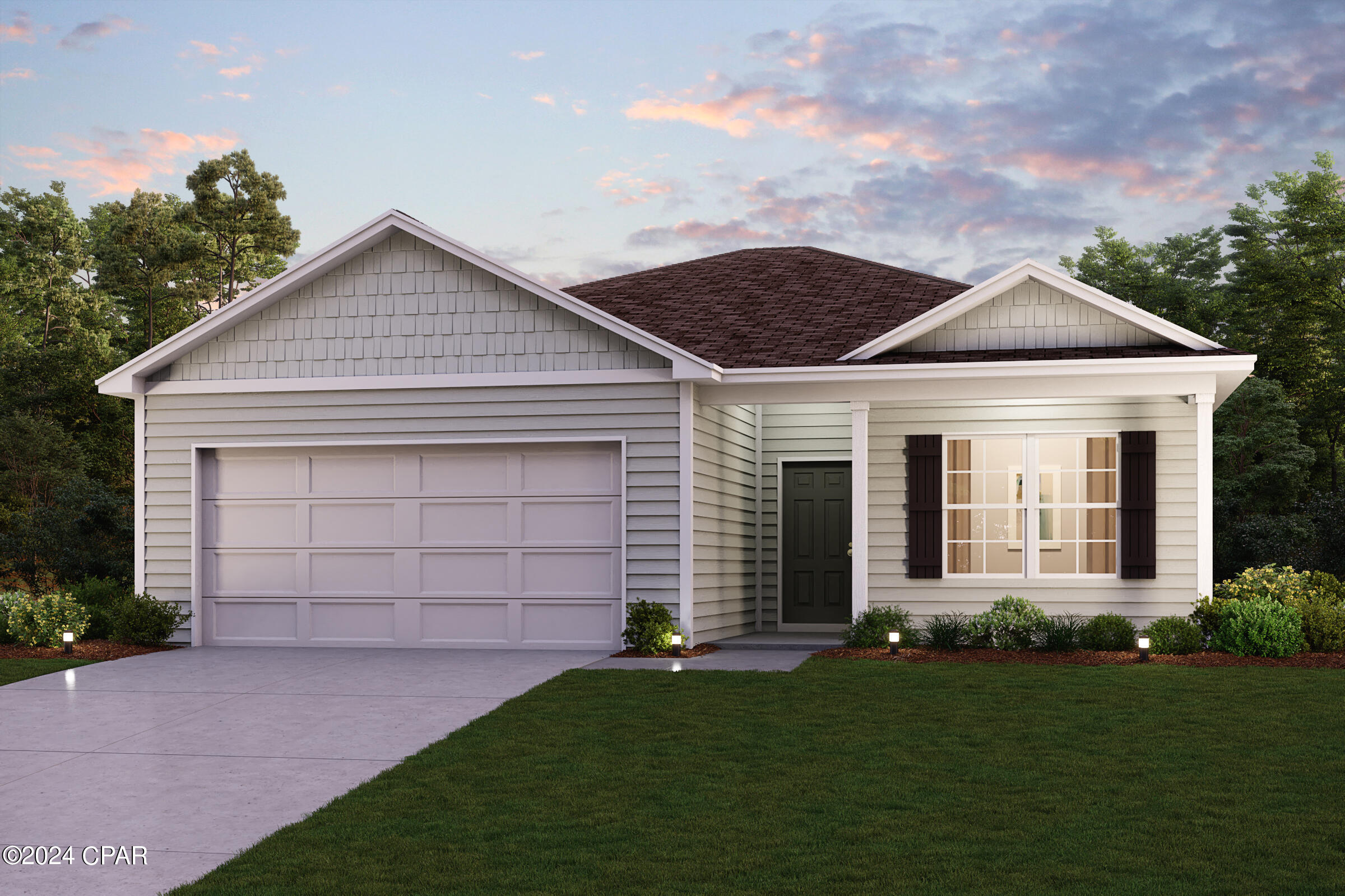 Discover Your Dream Home in the Sunny Hills Classic Community! The Beaumont Plan features a spacious open-concept design, seamlessly connecting the Living, Dining, and Kitchen areas--perfect for relaxation and entertaining. Natural light fills the home through Low E insulated dual-pane vinyl windows, highlighting elegant Shaker cabinets, quartz countertops and  stainless steel appliances, including an electric smooth top range, dishwasher, and over-the-range microwave in the kitchen. Retreat to the expansive primary suite with a private bath, dual vanity sinks, and a generous walk-in closet. This home also offers two well-appointed bedrooms, a thoughtfully designed secondary bathroom, and a serene patio--ideal for enjoying morning coffee or sunsets. Experience modern living at its finest in this beautiful Beaumont Plan home, where comfort meets style! 
Located just off Hwy. 77, 30 miles north of Panama City and 12 miles South of Interstate 10, Sunny Hills is the perfect place to call home! Sunny Hills is the largest platted subdivision in Northwest Florida and has nearly 4000 acres of green belts and natural preserves, multiple lakes with swimming and boat launch areas, and an 18 hole golf course.
Ask sales counselor about new enhanced kitchen cabinet features and updated farmhouse style trim package!