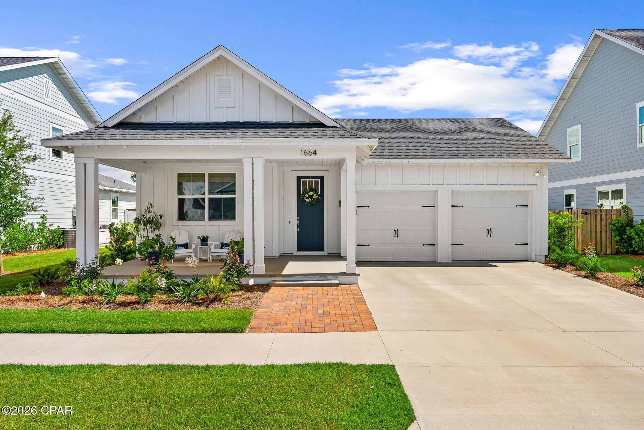 Welcome to 1664 Rushes Avenue -- a beautifully crafted Harris Doyle home featuring the highly sought-after Clearwater floor plan in the heart of Panama City's premier master-planned community, SweetBay. This 3-bedroom, 2-bathroom home offers the perfect balance of quality construction, modern comfort, and neighborhood charm. Inside, you'll find a bright, open-concept layout filled with natural light and stylish finishes. The spacious kitchen, dining, and living areas flow seamlessly together -- ideal for everyday living or entertaining. The home features exceptionally low energy bills thanks to the entire house being fully foamed in, including the garage, which is separately foamed as well. This added efficiency helps keep the home cool during the Florida summers and warm throughout the winter months. The primary suite includes a generous walk-in closet and a private en-suite bath, creating a relaxing retreat. Step outside to enjoy the Florida lifestyle with a covered back porch, extended patio, -- perfect for gatherings, grilling, or playtime with pets. Best of All your backyard is against conservation! Living in SweetBay means more than just a home -- it's a lifestyle. The community offers two resort-style pools, basketball courts, playgrounds, and a future marina. Families will love having University Academy, a top-rated school, located right in the neighborhood. Plus, everyday essentials are just minutes away with Publix and Starbucks now open nearby. Don't miss your opportunity to own this stunning Clearwater floor plan home in one of Panama City's most desirable communities -- schedule your private tour today!