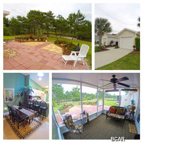 Don't miss out on this immaculate town home in the heart of Panama City Beach! It is beautifully landscaped with no rear neighbors and the screened back porch overlooks the lovely and nature filled green space and pond. It boasts an open floor plan, a large kitchen with lots of cabinets and a breakfast bar, a nice master bedroom with 2 closets, one is a walk in and dual sinks in the master bath. This home has been impeccably maintained and upgraded. Fresh paint and new faucets and has nearly new carpet and tile and the appliances, including the washer/dryer all stay. Palmetto Trace is a wonderful, pet friendly community with low HOA dues, two community pools, pavilions and a pool house. All the yard maintenance is taken care of so you have time to enjoy all the nearby amenities like