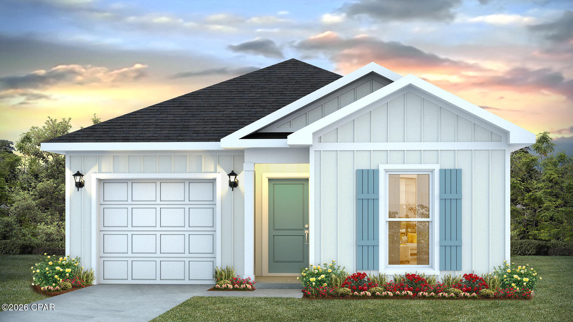 Welcome to 312 Robinson Bluff Road at Colonial East in Panama City Beach, Florida. This pre-construction homesite offers the opportunity to secure new construction prior to groundbreaking. This property will be developed with the Camilla floorplan and built to current design standards and specifications. Buyers may have the ability to personalize select finishes depending on the stage of construction. Estimated completion timelines and build details available upon request.  

This cozy cottage-style home features four bedrooms and 2 bathrooms, all on one level, with 1,504 square feet of living space. Stylish and comfortable, this home is designed to suit your needs. The exterior of this home has a covered front entry and a single car garage.  
 
As you enter this home you will find a bright entry and a foyer that leads to the spacious open concept living area that seamlessly connects the kitchen, dining, and living rooms. The kitchen has upper and lower cabinetry for storage, a small pantry and a peninsula bar for with space for bar seating. The split bedroom plan ensures just the right amount of privacy. The primary bedroom serves as a retreat, featuring an ensuite bath and a spacious open closet. In the primary bath you will have a single vanity with lower cabinetry for storage and a step-in shower. This home will have EVP flooring throughout, quartz countertops, matte black plumbing fixtures and an appliance package to include a stove, microwave and dishwasher. 

Continuing back through the living area you will find the laundry room with space for a full-size washer and dryer and an additional storage room. There are three guest bedrooms, one just as you near the front entry hall and two located along the foyer that are separated by the shared bathroom. The guest bathroom has a single vanity and shower tub combination. At the back of the home, there is a patio that is accessible from the living area. 
Images are of Camilla model home and may include custom design features not available in other homes. Furnishings and decorative items are not included with home purchase.