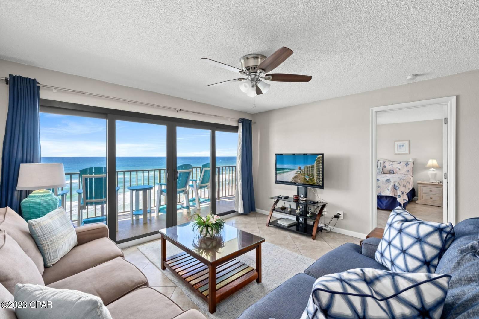 'CURRENTLY UNDER CONTRACT, SELLER WILL CONSIDER BACKUP OFFERS' Turn-key, rental ready unit at The Commodore. This resort sits on the quiet end of Thomas Drive just outside St. Andrews State Park and just a short distance to award winning restaurants, shops, and marinas with local cruises and boat rentals. Easily generate up to $55K a year! Great potential for your investment. Onsite security with guarded gate 24/7. Main bedroom has all the gorgeous Gulf Views and balcony access. New hurricane windows/doors. AC replaced in 2019. Unit also comes with outside owner's storage room. Enjoy the white, sugary sand of the beach as well as the heated pool, kiddie pool, picnic area, and shuffleboard / basketball courts at the condo. Perfect investment for full time residence, renting, or having as your own second home. 
***All information provided is deemed to be reliable, but is not guaranteed and should be independently verified by the buyer/agent.***