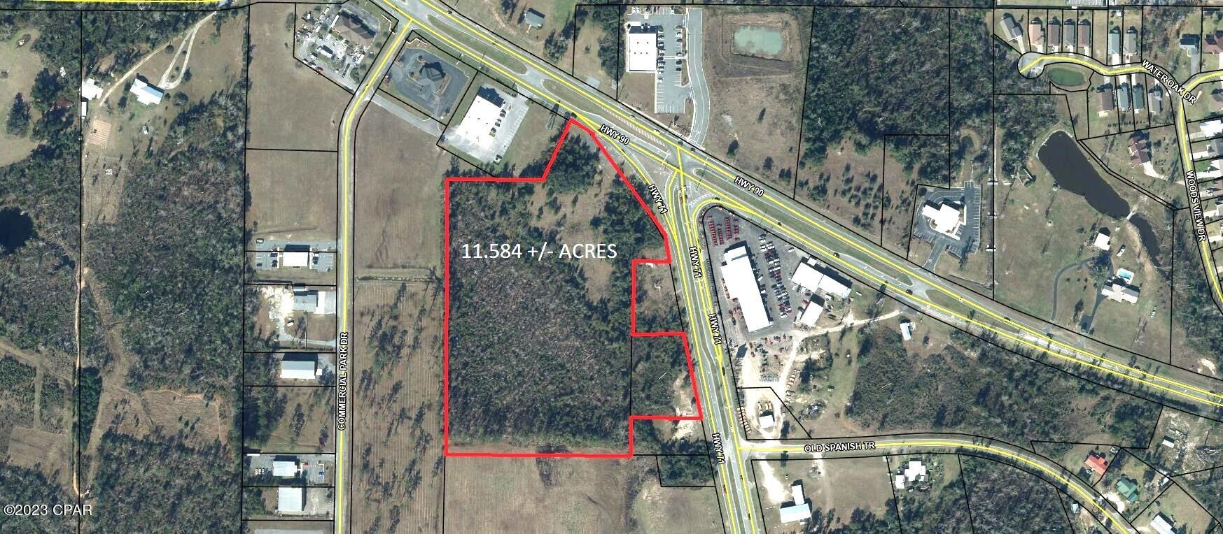 Great location with many options for a commercial venture.  Location will catch home folks or the off interstate traffic.  Ideal for a strip mall or commercial operation. 11.80 ACRES! Traffic Count is total 21500 per day, 9100 continue on Hwy 90 and 17000 per day on Hwy 71. Approximately  775 Front foot on Hwy 90 and Hwy 71. Traffic signal at intersection!! Located across from New Jackson Hospital Walk in Clinic.