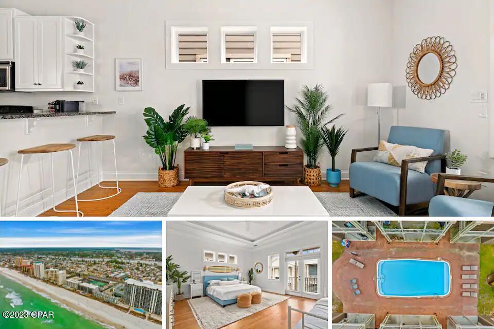 'CURRENTLY UNDER CONTRACT, SELLER WILL CONSIDER BACKUP OFFERS' Don't miss this beautiful home a short distance from ''The world's most beautiful beaches!''. This 3-story abode boasts 4 bedrooms and 4 full bathrooms as well as a 2 car garage. Hardwood floors located throughout the home and tile in kitchen and bathrooms. Kitchen includes new granite countertops and stainless steel appliances. Newly painted. Designer staged. Roof is 2019. ACs 2018 and 2023, water heater is 2019. YES short term rentals ARE allowed. Located in one of Panama City Beach's premier coastal communities Panama Dunes. Downstairs studio can be rented separately which can even increase occupancy. ***All information provided is deemed reliable, but is not guaranteed and should be independently verified by the buyer/agent.