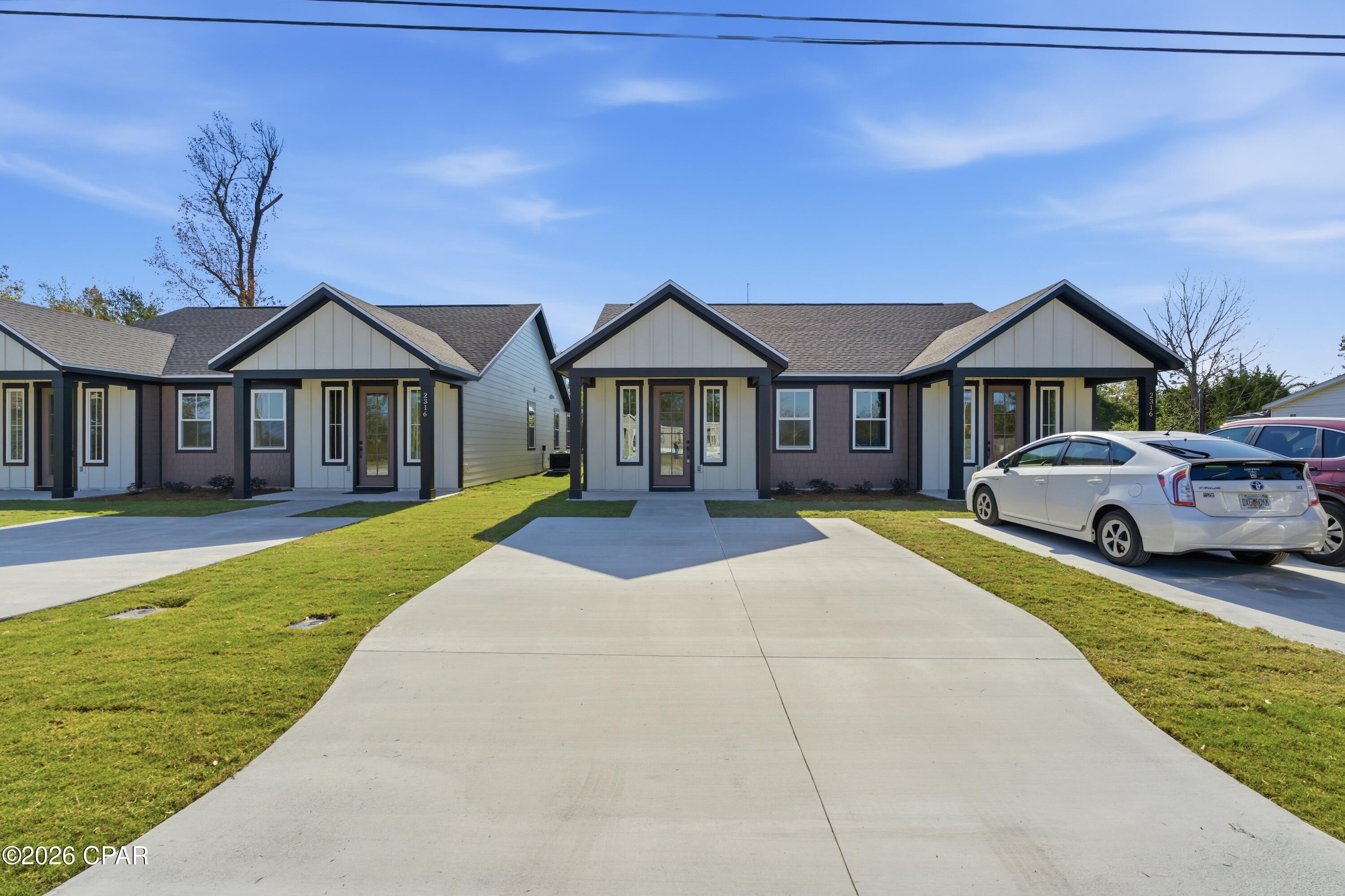 MOVE IN SPECIAL! $500 OFF FIRST MONTHS RENT! Welcome home to these brand new construction 3-bedroom, 2-bath duplex rentals. Units B, C & D are available now. Each unit features a stunning kitchen with granite countertops, stainless steel appliances, and a pantry, plus LVP flooring throughout (no carpet anywhere). The spacious primary suite offers a walk-in closet and a spa like bathroom with a large tiled shower and double sink vanity. All rooms are generously sized, and each unit includes a fully fenced backyard perfect for relaxing or pets (2 pets max, 60 lbs or less). Lawn care, internet, trash, and pest control are included in rent, making life easy and low-maintenance. Only 15 minutes to Tyndall AFB, 25 minutes to the Navy base and centrally located close to restaurants, shopping and more!
