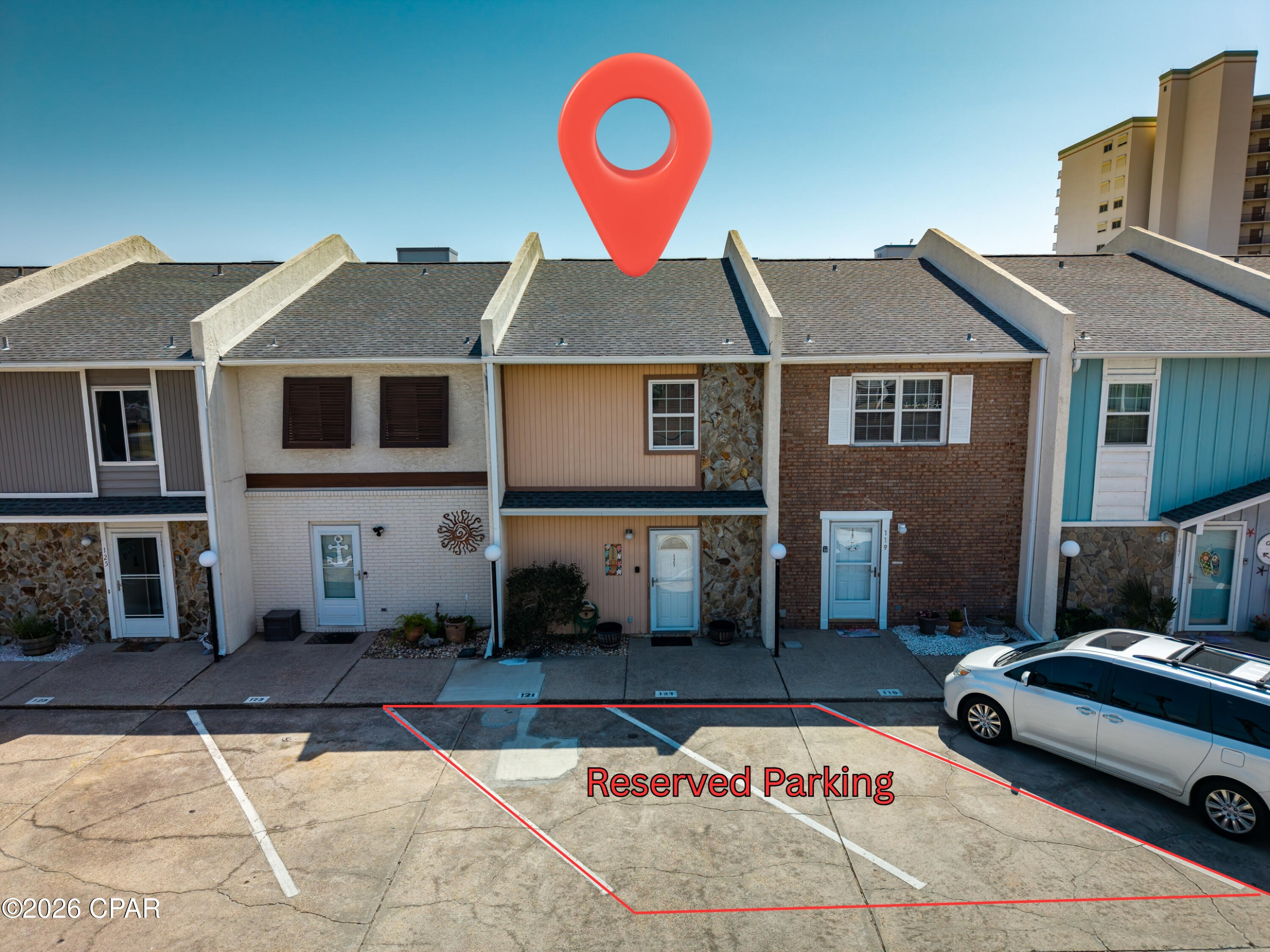 'CURRENTLY UNDER CONTRACT, SELLER WILL CONSIDER BACKUP OFFERS' Welcome to Unit 121 at Summerplace Townhomes--an exceptional opportunity to own on the highly desirable south side of Thomas Drive, just one block from the Gulf, at a price that leaves room to make it truly your own.
Priced at $285,000, this 2-bedroom, 2-bath townhome stands out as one of the best values in the complex, especially with the last two comparable sales exceeding $350,000. For buyers with vision, this is a chance to update, personalize, and build immediate equity in a location where opportunities are limited.
With only 18 units, Summerplace offers a quiet, low-density setting that's hard to find. Enjoy the ease of ground-level entry with no elevators, private parking right at your front door, and a low HOA that covers lawn care, pool maintenance, trash, and cable--making ownership simple and stress-free.
Inside, the open-concept layout is filled with natural light and offers a functional kitchen overlooking the dining and living areas, creating an easy flow for everyday living or entertaining. The first floor includes a full bath, laundry area, and additional storage.
Step outside to your private covered patio--perfect for relaxing after a day at the beach--plus an exterior owner's closet for all your beach gear. Upstairs, both bedrooms are generously sized and connected by a Jack-and-Jill bath, with the primary suite offering a private balcony with a view of the Gulf--so close you can hear the waves and feel the coastal breeze.
Loved and enjoyed as a true second home for over 30 years, this property has been filled with unforgettable beach memories--and now it's ready for its next chapter. Whether you choose to preserve its charm or transform it into your own coastal vision, the opportunity is here to create something special.
The community pool and green space are just steps away, creating a laid-back, beachside atmosphere without the crowds of larger complexes.
Being sold fully furnished and rental-ready, with short-term rentals allowed, this property offers both immediate usability and long-term upside. Whether you're looking for a personal getaway, income-producing property, or a renovation project with strong resale potential, this one checks the boxes.
Located near St. Andrews State Park, marinas, dining, and shopping, this is coastal living with convenience and value.
Don't miss this chance to secure a beachside property with built-in potential in one of Panama City Beach's most desirable areas.