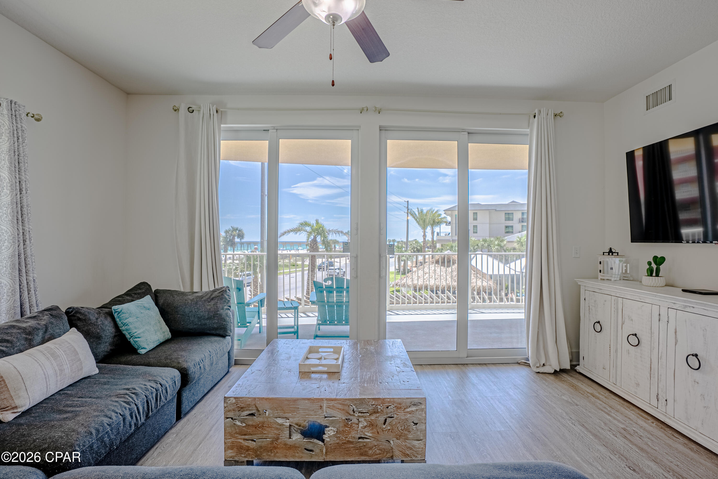 Welcome to Calypso Tower 3!
Stunning in every way, from its ideal low floor height especially for people with height issue, to its designer interior and extraordinary huge balcony, this unit delivers truly unmatched panoramic views. Enjoy unobstructed vistas of the Gulf, Pier Park, and the dazzling city lights, all complemented by breathtaking sunsets.
Located in Panama City Beach, a destination now gaining national recognition as it evolves from its former spring break reputation into a premier family-friendly luxury market, this property places you at the center of it all.
Welcome to a rare coastal oasis featuring one of the most exclusive floor plans in the building. This is the only 3-bedroom, 3-bath end unit per floor, with just 22 units of this kind in the entire tower-making it truly one of a kind. Whether you're seeking a private retreat or a high-performing vacation rental, this residence offers exceptional versatility.
Spanning approximately 2,117 square feet, this unit is highlighted by an expansive 609-square-foot wraparound balcony-perfect for entertaining or simply taking in sweeping views from every angle. The Gulf-front primary suite offers a luxurious escape, complete with a spa-inspired bathroom featuring a large walk-in shower with dual shower heads.
From day to night, enjoy spectacular scenery including the illuminated Pier Park, the iconic Ferris wheel, and seasonal fireworks displays (weather permitting),
all from the comfort of your private balcony.
Professionally furnished and thoughtfully upgraded throughout, this unit is more than just a condo-it's a statement of refined beachfront living. From the moment you enter, the quality and attention to detail are undeniable.
Enjoy an impressive collection of resort-style amenities, including a lagoon-style pool, hot tub, well-appointed fitness center, on-site dining with al fresco seating, and direct beach access-offering a true luxury lifestyle just steps from the sand.
Don't miss this rare opportunity to own one of the most distinctive and sought-after units in Panama City Beach. Schedule your private showing today and experience elevated coastal living at its finest.
