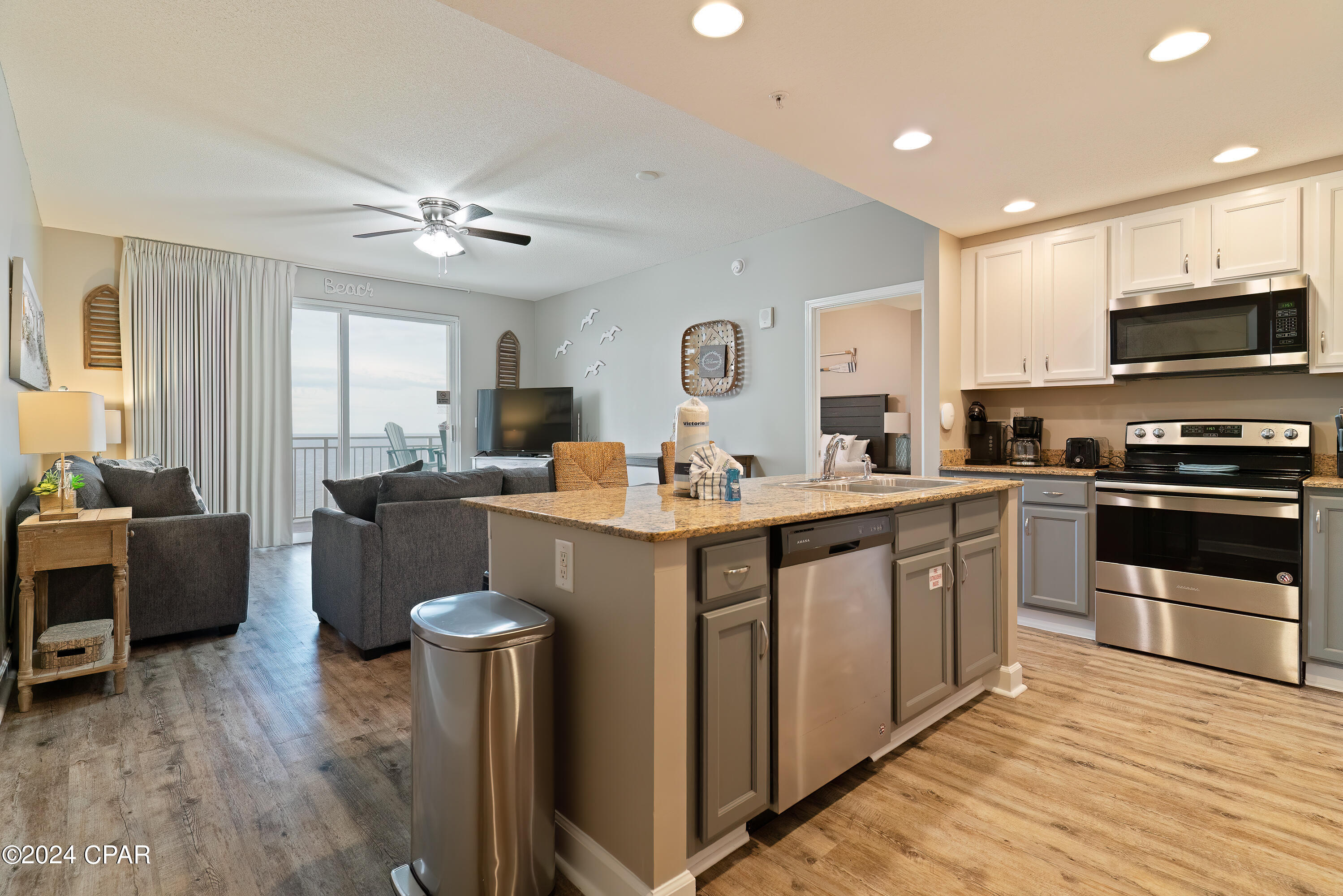 Looking for a condo that you will love as much as your renters will? Stop here and schedule a showing for Sterling Reef, Unit 1704B. As soon as you enter, the amazing panoramic views of the Gulf will draw you toward the large balcony! But first, take in the well-appointed accommodations of this proven rental machine! The guest and primary bedrooms each sleep 2, plus the sleeper sofa will bump the guest count to 6. The kitchen has everything you need to enjoy your beach stays and the family room is comfy and spacious enough to invite you to stay inside for a break from the sun. Vinyl plank flooring and soothing paint colors are is ideal for the beach lifestyle. The corrugated tin facade on the kitchen island adds another eye-catching appeal. The Washer and Dryer are located in the unit--no trips to the laundry room. Capture this condo for your own vacation get-away and allow the numerous rental bookings help you pay for it!