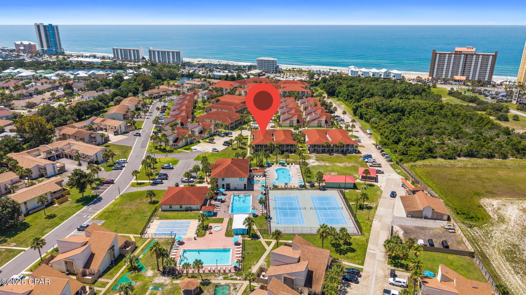 Discover the perfect blend of comfort, convenience, and coastal living in this beautifully updated 1-bedroom, 1-bathroom condo located in the highly sought-after Horizon South community on the desirable west end of Panama City Beach. Thoughtfully renovated, this inviting unit features an open-concept floor plan, a stylishly updated kitchen and bathroom, and built-in hallway bunk beds that provide additional sleeping space for guests or enhance its vacation rental potential.

Step outside to your private patio and enjoy the relaxed beach lifestyle, or take advantage of Horizon South's outstanding resort-style amenities. Residents and guests enjoy access to four swimming pools - One of which is Heated seasonally- hot tub, tennis and pickleball courts, shuffleboard, miniature golf, a fitness center, and deeded beach access just a short walk or golf cart ride away with exclusive golf cart parking for residents. 

Whether you're searching for a primary residence, a second home, or a turnkey short-term rental investment, this condo checks all the boxes. Conveniently located just minutes from Pier Park, Scenic Highway 30A, shopping, dining, and some of the area's most popular attractions, you'll have everything you need to experience the very best of Panama City Beach living.