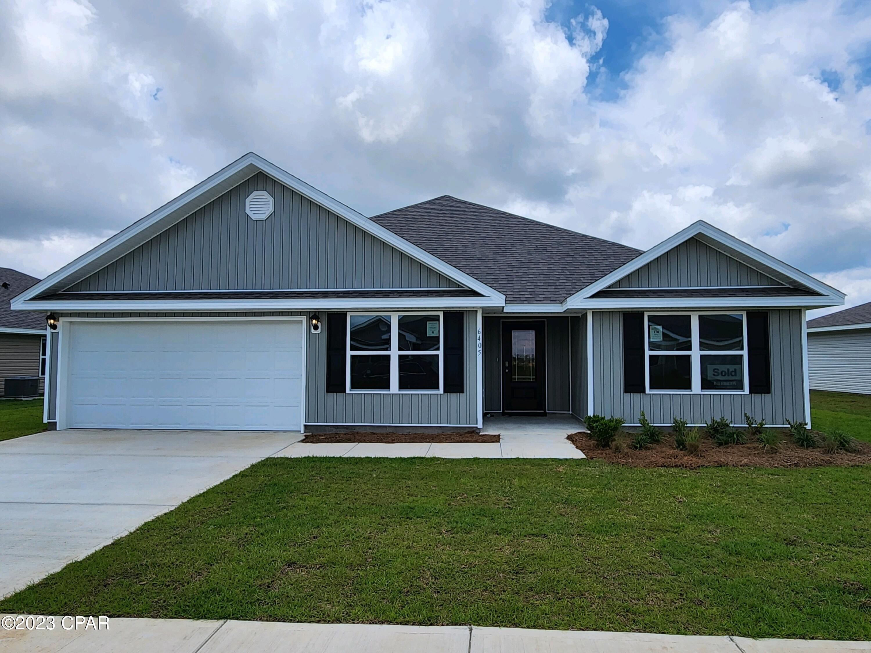 Liberty neighborhood is conveniently located in beautiful Panama City off of Star Avenue near 231. Located just 25 minutes from Tyndall Airforce Base, 20 minutes to hospitals, and less than 15 minutes to shopping, restaurants, and grocery stores you will be amazed at the convenience once you enter the winding entrance to this beautiful sanctuary. Liberty, D.R. Horton's premier new lifestyle community, offers a 7,500 square foot community center with full gym, wellness rooms and much more. Additionally, behind the community center is a water wonderland with resort style pool, splash pads, and an outdoor grilling kitchen with seating. Just when you thought it could not offer more, there are sidewalks, ponds, fountains, and conservation areas throughout this beautiful neighborhood full of nature.

When you enter the Sawyer floorplan through the beautiful prairie door, you are amazed at the brightness and width of the entry way into this 5-bedroom, 3 bath, 2,483 square foot home. With 2 spacious bedrooms off the main entry way separated by a full bathroom and another secondary bedroom across the entry way on the opposite side, your guests and children are afforded privacy at the front of the home. Walk a few steps beyond and enter the open family room with a large area for an office or formal dining room. Overlooked by the huge kitchen island with a spacious breakfast area to the side. The kitchen features a walk-in pantry, beautiful white cabinets, and laminate countertops. The primary bedroom and bathroom are located off the back of the home featuring lush carpet flooring in the bedroom and luxury vinyl plank in the bathroom. The bathroom offers a soaking tub, large shower, double sinks, and a large closet. The covered back porch is sizeable, private, and is designed for easy in screening. The fifth bedroom and bath are located off the back of the home. This 4 sides vinyl home is situated on a large lot, sodded on 4 sides, located amidst beautiful trees, ponds, and fountains.