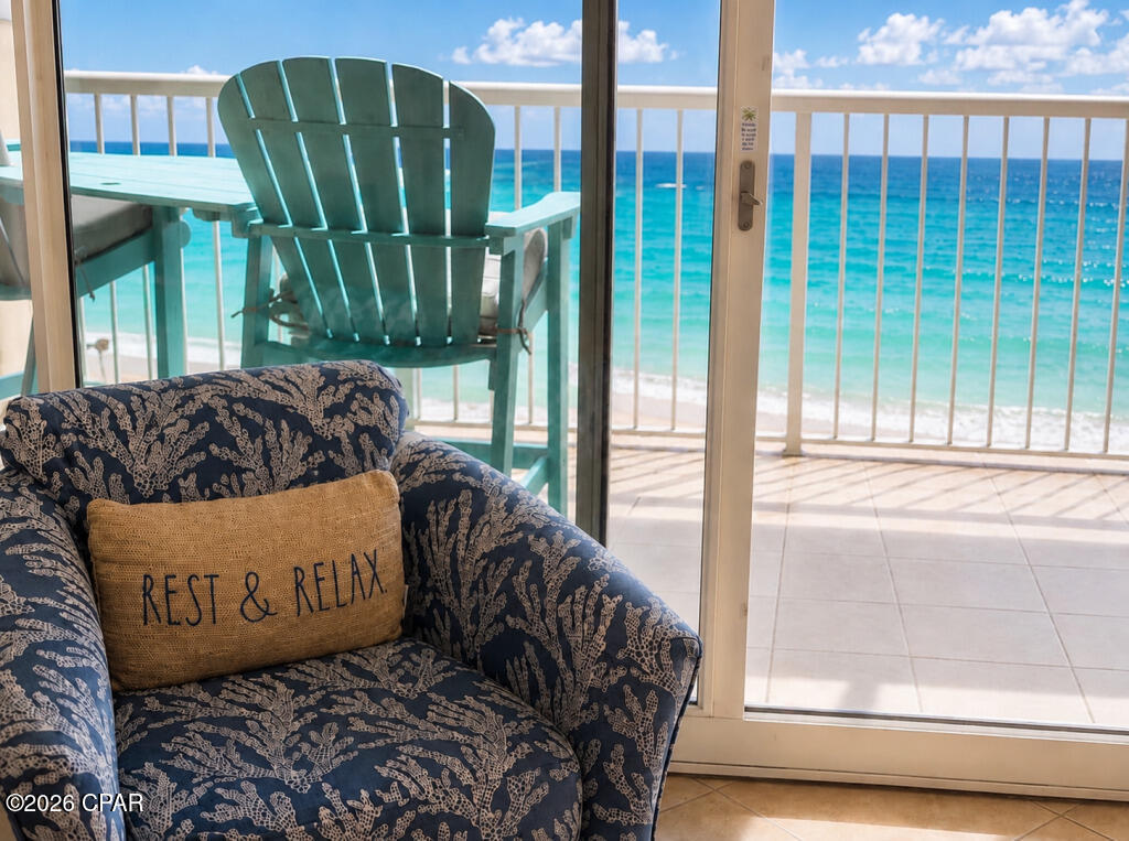 Majestic Tower 1 #1913 is fully-furnished with a beachy, boho vibe, new stainless appliances, granite countertops, white Shaker cabinets, large fully-equipped kitchen, king bedroom, updated vanity with walk-in tile shower, polymer Adirondack chairs, new ceiling fans and water heater.