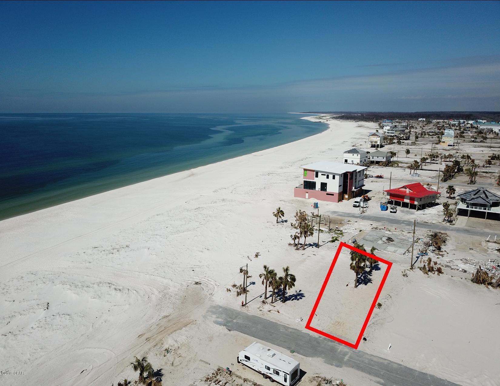 This is the closest lot to the beach for sale in Mexico Beach. This is a first tier lot meaning there is only 1 buildable lot between you & the beach. This is a full size lot well off of Hwy 98. This area had many older homes destroyed and has been and is very sought after both before and after Hurricane Michael. This property is close enough to the beach that a DEP permit will be required as it's inside the CCCL line. There has not been a single family beachfront lot sell for less than $625K since Michael and this lot is the next best thing and a fraction of the price of Gulf front. This lot is mostly located in the coveted X/.02 zone with the new projected Flood zones.