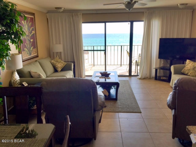Beautiful gulf front condo located in quiet 6 story building!  Many upgrades including granite countertops, molding, tile, glass showers and sinks.  This is a large 1 bedroom, 2 full bath condo, with 2 pull out couches.  Master bedroom has 2 queen beds.  Sleeps 6-8.  Relax on the spacious balcony with a beautiful gulf view!