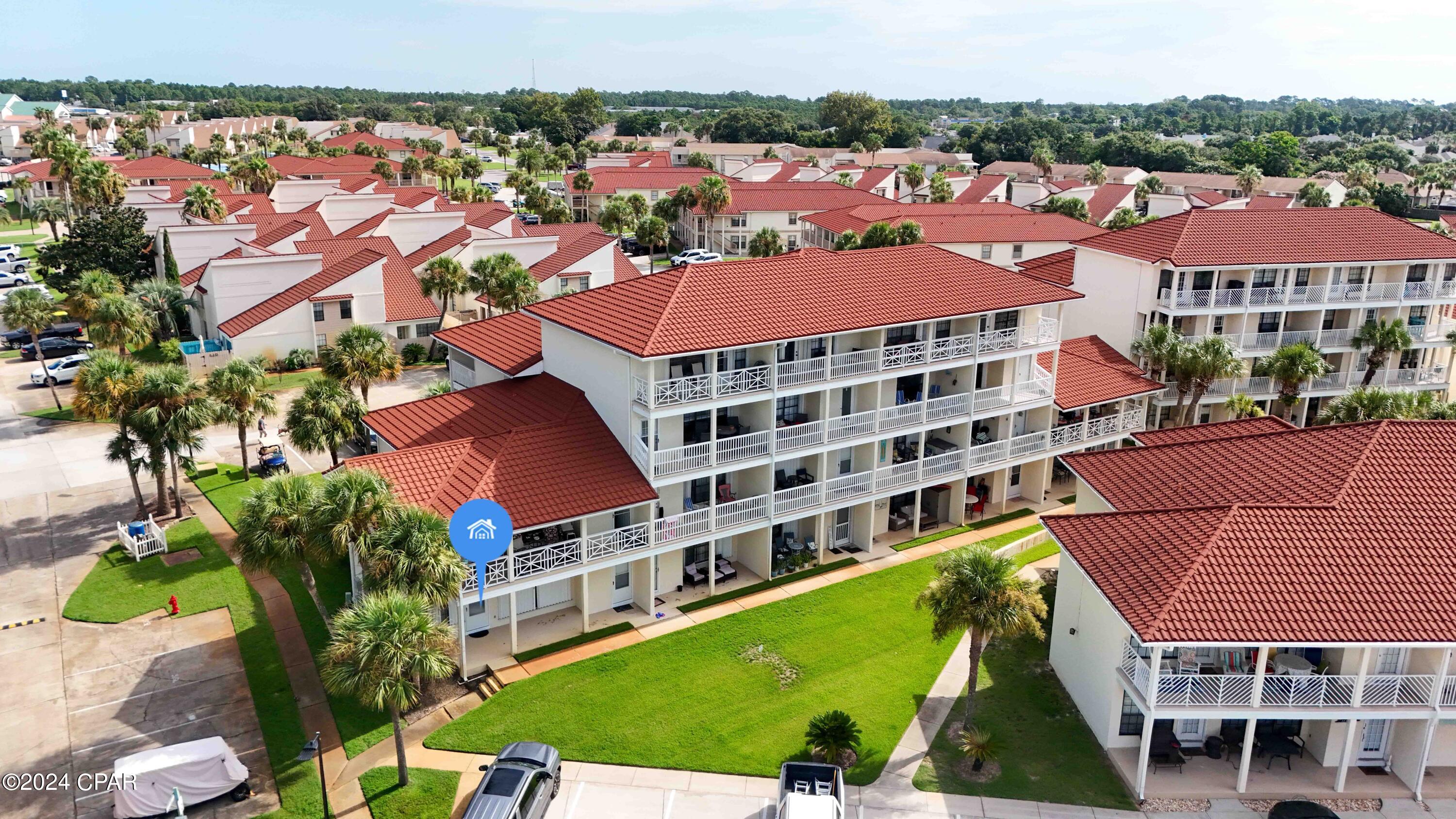 PRICE REDUCTION! HURRY WHILE YOU CAN! JUST IN TIME FOR SPRING/SUMMER  CLOSE TO FRONT BEACH RD! Current owner has never had on rental plan.  1st Floor all on one level and an End Unit?  Stop right here!  2bed/2ba with a bunk area! Completely furnished throughout!  Lovely gated community with something for everyone from multiple pools, hot tub, playground, fitness center, game room, 18 hole mini golf, basketball court, tennis courts, shuffle board & clubhouse. Floorplan is laid out well with no waisted space! Large rooms and 2nd bath has jetted tub. This unit is close to front beach road/beach access. Show and it will sell!!