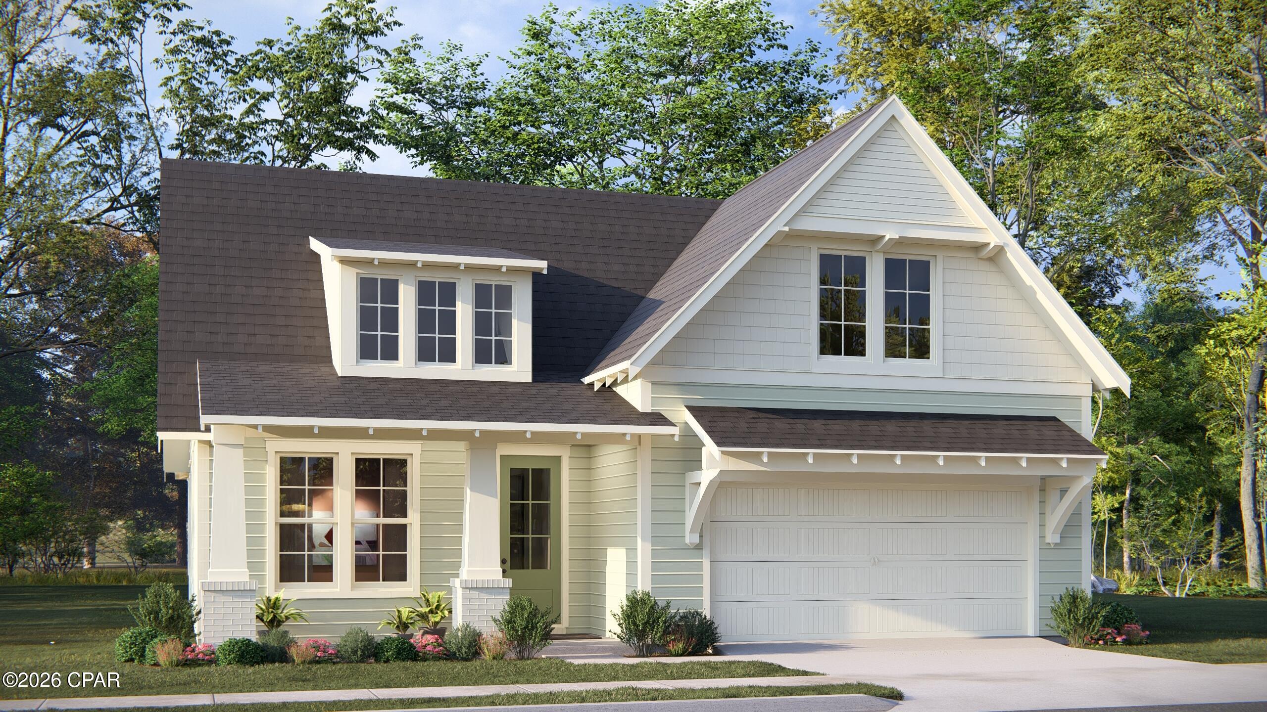 Presenting the Tucker plan by Harris Doyle Homes in Breakfast Point East. This spacious home on a conservation lot has 3 bedrooms plus an office, a 3-car garage, and it offers plenty of comfortable indoor and outdoor living space with a large Great Room and kitchen extending out to a covered lanai. The primary suite features a large tile-to-ceiling shower and walk-in closet. Breakfast Point East is a walkable and golf-cart friendly community near the Gulf!