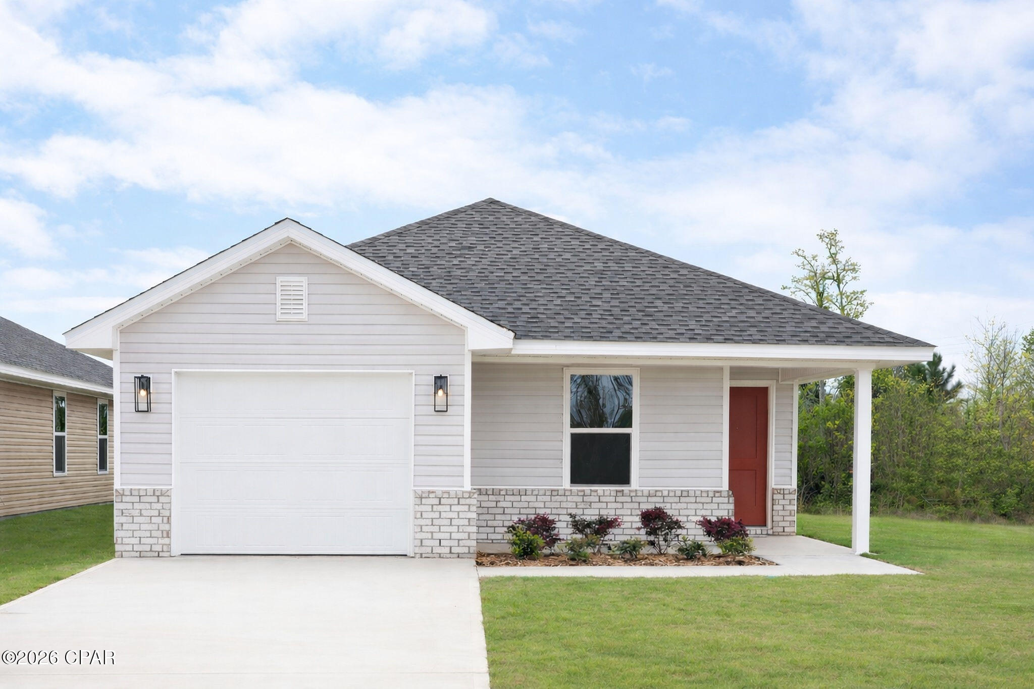 **Price reduction!!! Come check out this corner lot, brand-new construction, 1,602 square footage home. This enhancing floor plan it features cortec pro plus flooring in formal and wet areas, granite countertops, and a sloped ceiling in the living area giving the area more depth. The master bathroom features a walk-in shower and a garden tub. It is located in the desired Fox Glenn community. This community is located approximately 9 miles from Tyndall Air Forces Base, 22 miles from Mexico Beach, and 22 miles from Panama City Beach.