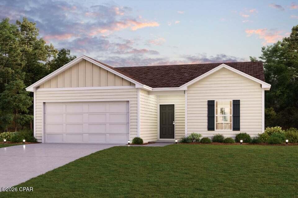 Welcome to your dream home in the Sunny Hills Classic Community! The Abernathy Plan offers a seamless open-concept design that integrates Living, Dining, and Kitchen areas--perfect for hosting guests or relaxing in comfort. Enjoy energy-efficient Low-E insulated windows throughout. The gourmet Kitchen boasts beautiful cabinetry, quartz countertops, and Stainless Steel Appliances. The serene primary suite offers a private bath with dual vanities and a walk-in closet. The home boasts two additional bedrooms. A 2-car garage adds convenience, while energy-efficient Low-E insulated dual-pane windows and a 1-year limited home warranty provide added peace of mind. 
Located just off Hwy. 77, 30 miles north of Panama City and 12 miles South of Interstate 10, Sunny Hills is the perfect place to call home! Sunny Hills is the largest platted subdivision in Northwest Florida and has nearly 4000 acres of green belts and natural preserves, multiple lakes with swimming and boat launch areas, and an 18 hole golf course.
