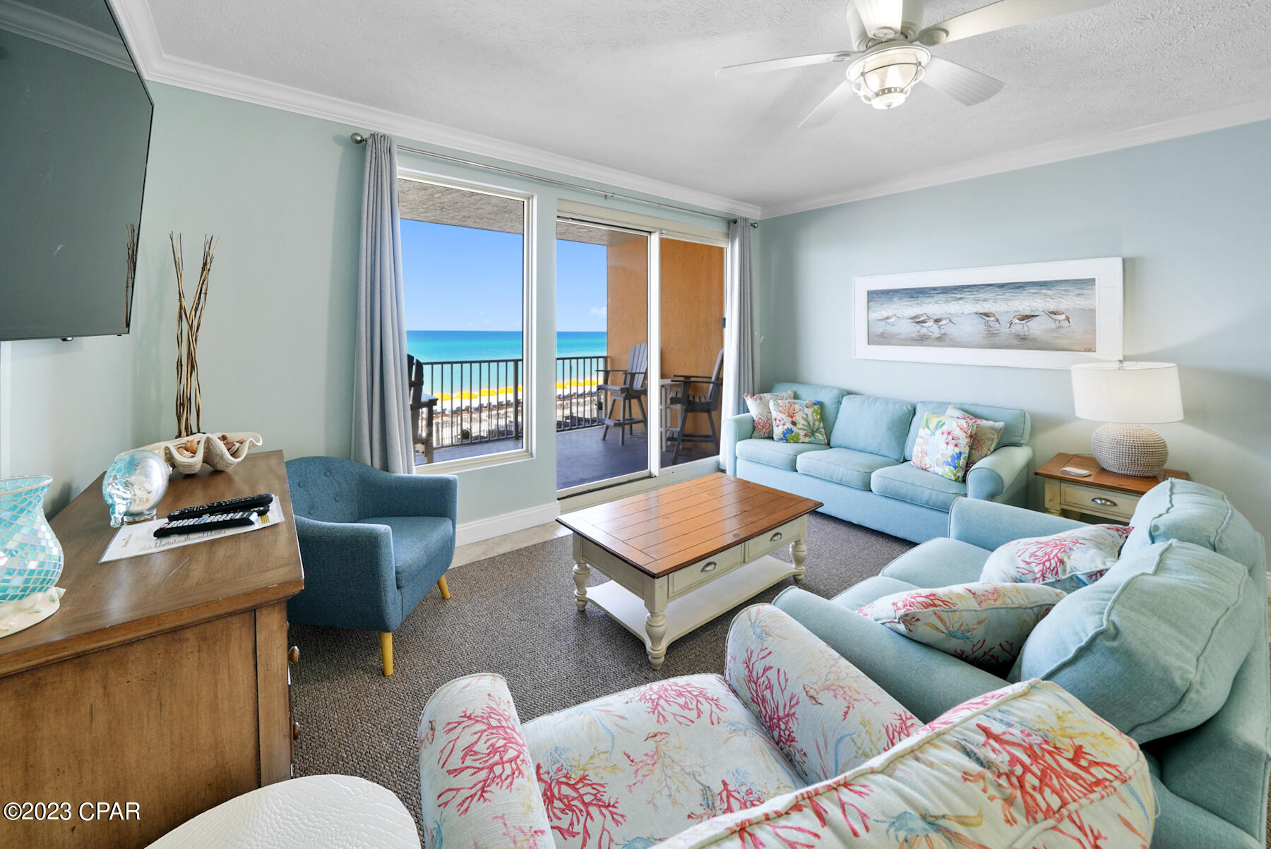 This beautiful beachfront condo located in Treasure Island Resort comes fully furnished and ready for you!  Treasure Island is one of the furthest east condominium developments in Panama City Beach where life is calmer and the St. Andrews State Park is just a few blocks away.  

This condo comfortably accommodates eight guests and conveniently is located only one floor above the ground level resulting in little-to-no wait for the four air-conditioned elevators near the unit or the option of a quick trip up the stairs. 

All 1,370 square feet of this condo are tastefully decorated and include mostly new furnishings, fresh interior paint, tiled floors throughout, and nine-foot ceilings. Enjoy the world's best sunsets from the comfort of the spacious 270 square foot balcony. 

Community amenities include a seasonally heated swimming pool, an onsite gym, covered parking garage, and a dedicated pet area for owners.  Have you been dreaming of a condo with a great restaurant and bar, but haven't been satisfied with onsite options?  Treasure Island is less than 500 feet down the beach from Schooners Last Local Beach Club, which offers some of the best beachfront dining in the Panhandle and live music. 

Nearby St. Andrews State Park accommodates every type of guest and offers accessible amenities including elevated boardwalks to the beach and even beach wheelchair rentals. The State Park is also dog-friendly with both pets and service animals allowed on the white sandy beaches. 

Treasure Island Resort is a popular vacation destination and this condo could be a successful short term rental investment, a second home, or a full-time residence. Rental projections are available upon request.