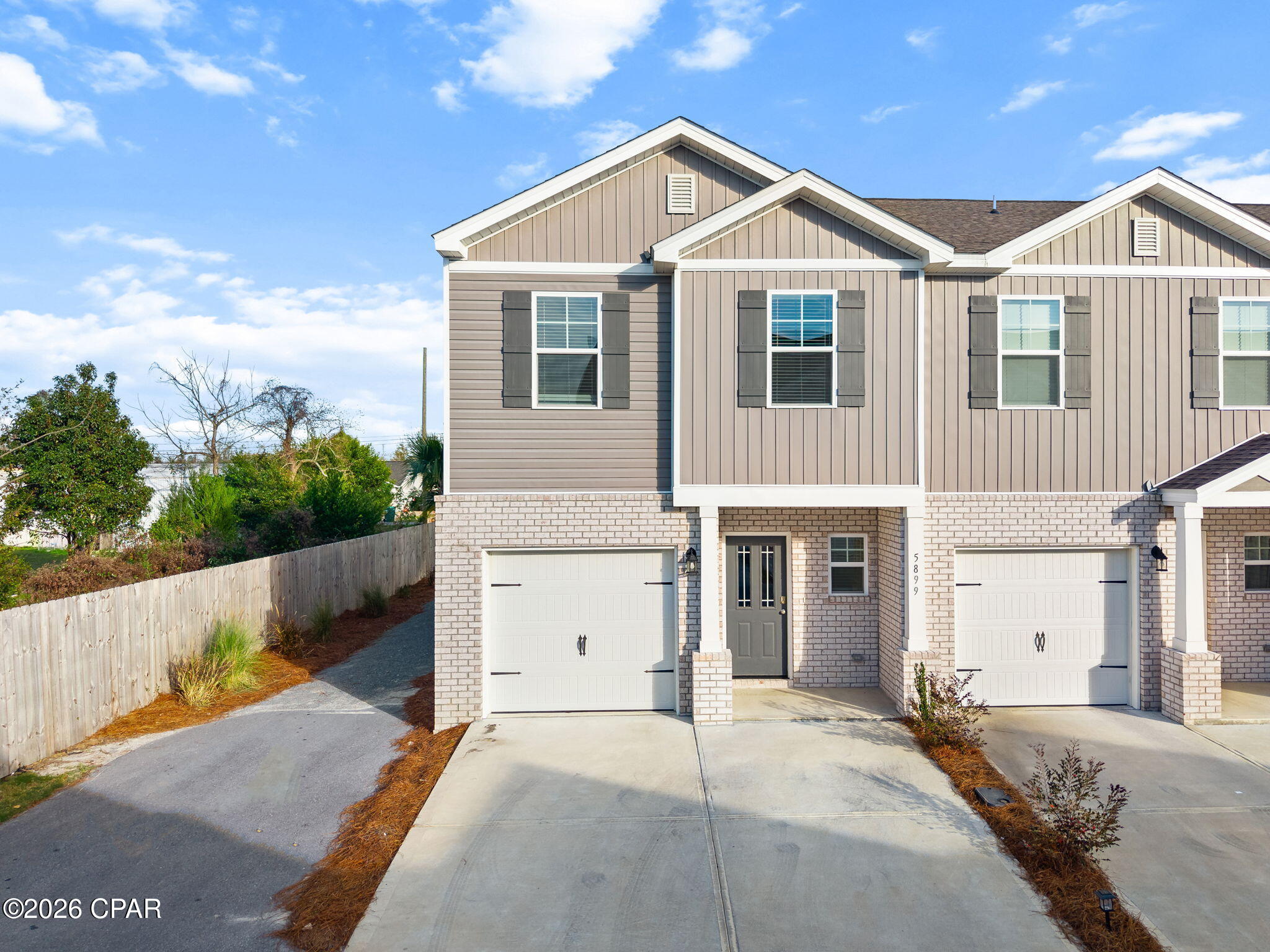 Newly constructed townhome at Tyndall Station less than 7 miles from TAFB. This 3 bedroom 2.5 bath home features stainless steel appliances, upgraded fixtures and LVP flooring throughout. The 2nd level features 3 bedrooms and laundry. With a 1 car garage as well as enough parking for 2 cars and being an end-unit, this townhome is cozy and charming. Close to restaurants, retail and shopping. Pets welcome (with fee) and ask about discounted security deposit for Active Duty Military. Photos show a furnished home but the home RENTS UNFURNISHED!