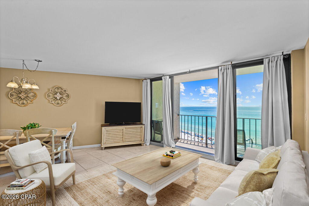 Welcome to this beautifully maintained 2 bedroom, 2 bathroom gulf-front condo in Tower II at Edgewater Beach Resort--the ONLY full-service resort in Panama City Beach. This is true beachfront living with direct views of the Gulf of Mexico, offering the perfect combination of personal enjoyment and strong investment potential.

This unit is exceptionally clean and well cared for, featuring tile flooring throughout, a spacious open layout, and a large primary closet. Sold fully furnished and turnkey, it is completely rental-ready from day one. Recent updates include a brand new refrigerator and dishwasher (2025), washer and dryer (2026), microwave (2024), hot water heater (2024), and stove (2021). HVAC replaced in 2017. Additional upgrades include new smoke detectors and alarms, plus a pullout couch to maximize guest accommodations.

Edgewater Beach Resort is widely recognized as the premier luxury resort on the Emerald Coast, offering unmatched amenities that drive both lifestyle appeal and rental demand. Owners and guests enjoy 11 resort-style pools, including the iconic lagoon pool with waterfalls, private deeded beach access with new poolside cabanas, on-site dining at Oceans Bar & Grill and multiple poolside bars, a 9-hole golf course with pro shop, state-of-the-art fitness center, tennis and basketball courts, and a rapidly expanding pickleball facility. The resort also features an on-site Starbucks market, retail shops, ice cream parlor, arcade, convenience market, full-service spa, electric vehicle charging stations, and secure gated access with trailer parking.

Exclusive owner benefits include 20% discounts at on-site restaurants and shops (which can be extended to immediate family), plus complimentary annual beach chair service.

Located in the heart of Panama City Beach, this property is adjacent to Edgewater Shoppes, offering dining, entertainment, bowling, arcade, axe throwing, escape rooms, salons, and more. Nearby conveniences include Publix, Walmart, and easy access to charter fishing, boating, dolphin tours, and all the top attractions along the Emerald Coast.

This condo presents a strong investment opportunity, with similar units generating approximately $45,000-$50,000 in annual rental income. Whether you're looking for a beachfront getaway, second home, or income-producing property, this unit checks every box.

Schedule your private showing today and experience why Edgewater continues to be one of the most in-demand beachfront resorts in Panama City Beach. 

Photos depict current as well as inspirational photoshopped furnishings to show even greater potential.