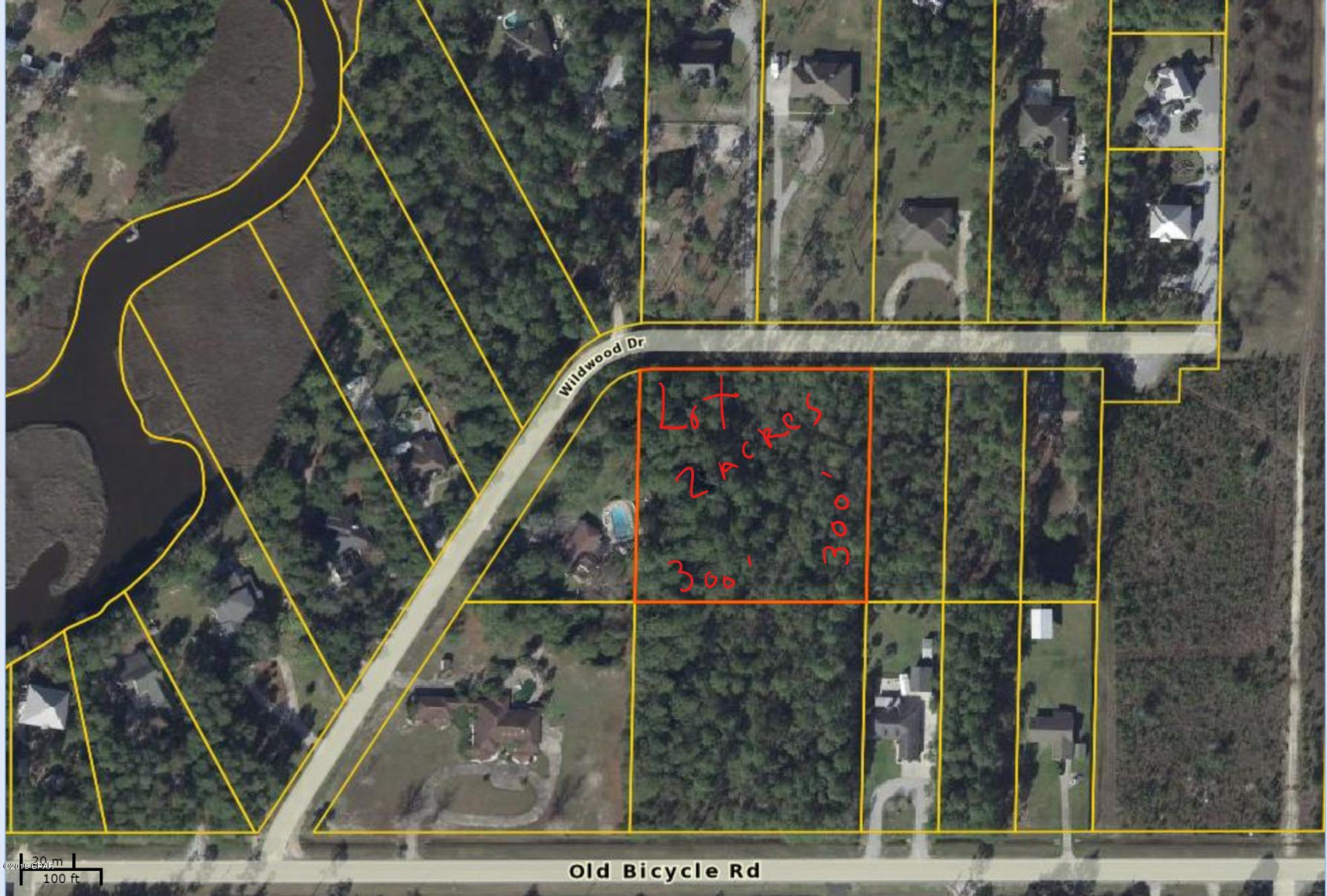 More than 2 acres lot, wooded 

(you might make some money if you sell the pine trees to also help clear it)  in a peaceful and beautiful area off of Old bicycle Rd, NO flood zone, just a short drive to Tyndall Air Force base. You need a well and septic tank and you will be all set to build your dream home. No HOA. Cul De Sac street in a great neighborhood. Go take a look it's really nice!