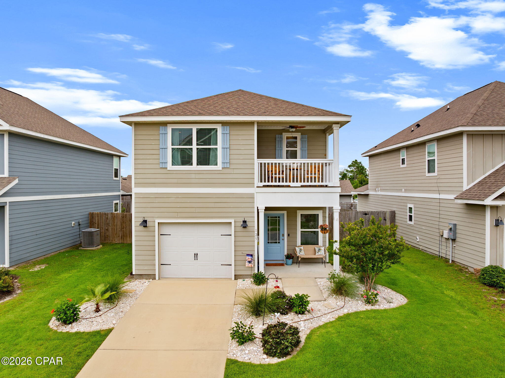 Welcome to Bridge Harbor!
2.99% Assumable VA loan!
 
Built in 2021, this Monroe floor plan features  3-bedroom, 2.5-bath with approximately 1,800+ square feet of thoughtfully designed living space and is conveniently located directly across the street from the bay where you will find public beach access.

The open-concept floor plan features abundant natural light, 9 foot ceilings, luxury vinyl plank flooring throughout the main living areas, a spacious living room, and a well-appointed kitchen with granite countertops, stainless steel appliances, tile backsplash, ample cabinet space, pantry, breakfast bar, and coffee/wine bar. A convenient half bath is located on the first floor.

All bedrooms are located upstairs, including the spacious primary suite featuring a private balcony with bay views. The ensuite bath offers a double vanity, soaking tub, and separate shower. Two additional bedrooms and a full guest bath provide flexibility for family, guests, a home office, or workout space.

Outdoor features include a covered rear patio, fenced backyard, a playset, a garden, a separate irrigation meter, irrigation & drip system, and quite a few mature well planned fruit trees (Dorset Gooden & Anna Apple, Bearss Lime, Hamlin Orange, Gulf Beauty Plum, Black Berry and Blueberry bushes). 

Residents of Bridge Harbor enjoy access to a resort-style community pool with ample sidewalks and green spaces throughout the neighborhood.

Conveniently located approximately 6.2 miles from Tyndall Air Force Base, 16 miles from NSA Panama City, and 24 miles from Panama City Beach. Qualified buyers may have the opportunity to assume the existing VA loan at an interest rate of 2.99%.