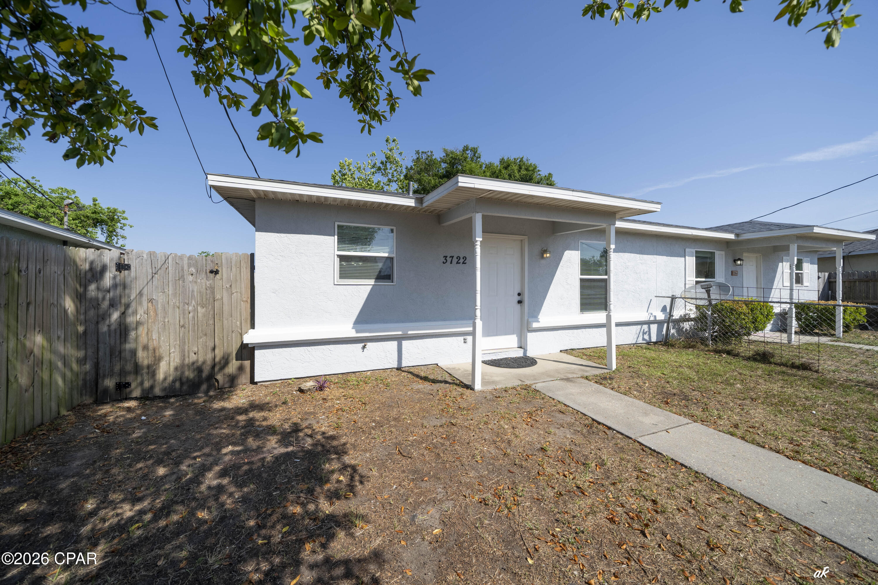 St. Andrews duplex now available to rent. This 3 bed 2 bath duplex has a chain link fenced yard, extra storage and some recently updated features inside like new flooring, new bathroom vanity, new refrigerator and stove.