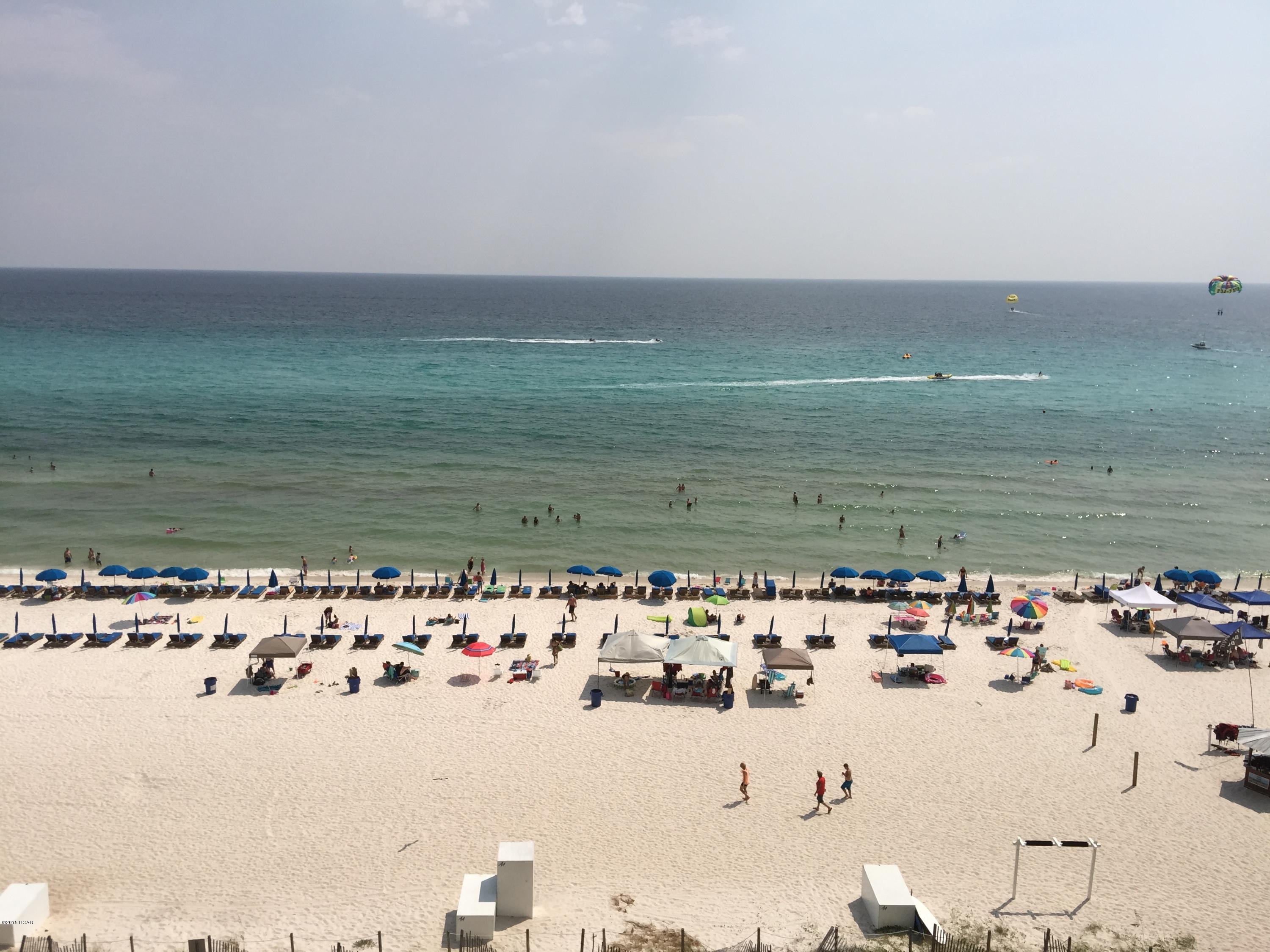 Fully furnished Gulf-Front 1-bedroom, 1-bath Emerald Beach Resort condo for sale in Panama City Beach. Spacious floor plan with extra bunks so sleeps 6. Walkable Pier Park entertainment mall. Private amenities including Beachside Pool, Hot Tub, Tiki Bar, full service Starbuck's, Fitness Center. Food Delivery by Carrabbas Italian Restaurant. Kitchen features granite and GE Profile appliances, under the counter lighting and breakfast bar. Ceiling fans throughout, stackable washer & dryer. Perfect time in our local market to purchase and enjoy equity growth. Come to the beach, you deserve it!