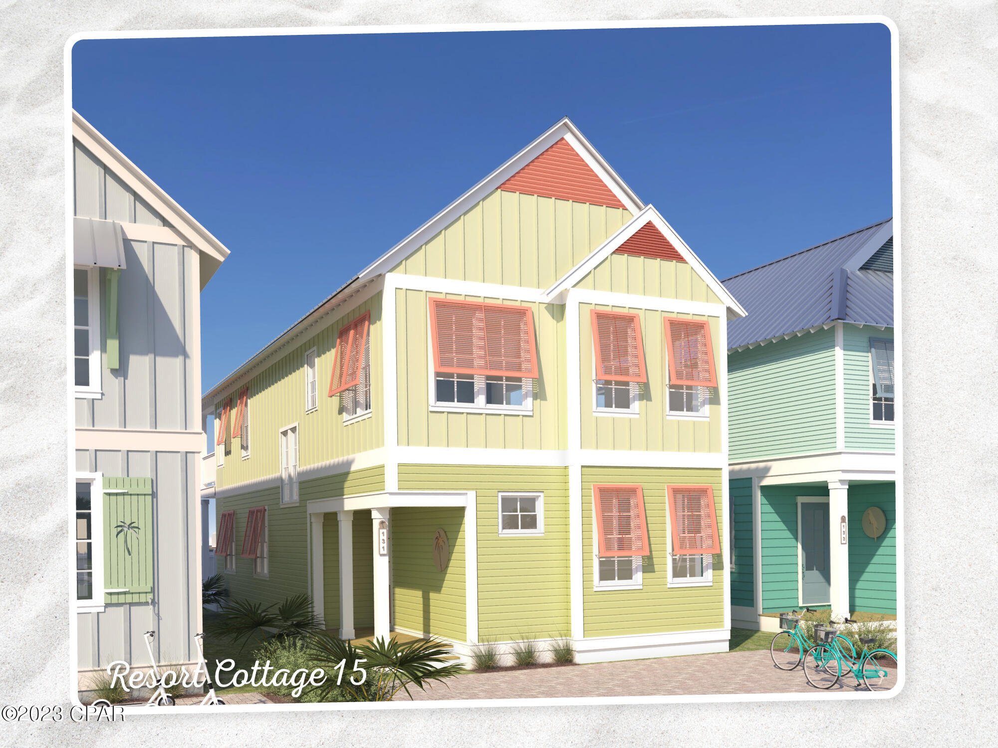 Don't miss your opportunity to enjoy everything the Margaritaville lifestyle has to offer!  This home is new construction with 5 bedrooms and 4 ½ baths.  Located in the exciting new Margaritaville Beach Cottage Resort, homeowners and their rental guest will have a hard time deciding what to do first; you can relax in the huge resort pool, take a trip around the 425 ft long lazy river, ride down one of two waterslides, soak in the sun on the 580 feet of dedicated beach, play pickleball, have a margarita and cheeseburger brought to you poolside, games on the lawn, outdoor movies and much, much more. 



This Breeze two story floorplan features 2,130 sf of heated/cooled space perfectly designed to fit your every need. On the first level, you'll find the open concept living, dining and kitchen area with direct access to the patio.  There is a downstairs primary bedroom and full-sized en suite bath, as well as an additional half-bath on this ground floor level.  On the second level you will enjoy a second spacious primary bedroom with ensuite bath, 3 additional guest bedrooms plus two more bathrooms and a laundry area.

 This home features Frigidaire Professional Appliances, 36" gas range, quartz countertops, maple cabinets and luxury vinyl plank flooring throughout.  Our carefree customization plan allows you to select from one of three custom curated Margaritaville Design Finish Collections providing everything needed to make your home move-in ready, including, interior finishes, furniture, housewares, and more.  Once you make your selection, sit back, relax and we'll take care of the rest.

A 15% minimum deposit is due after signing and the remainder due at closing. We are using a builder contract which will be provided for your review along with all association and club documents.

Buyer should verify all measurements if important. 

This resort will be the premier beachfront resort destination in Panama City Beach, offering all the amenities and services of a full-service resort with the privacy and luxuries of a single-family home.  Hurry and do not miss this opportunity, only a few Resort Cottages remain!
