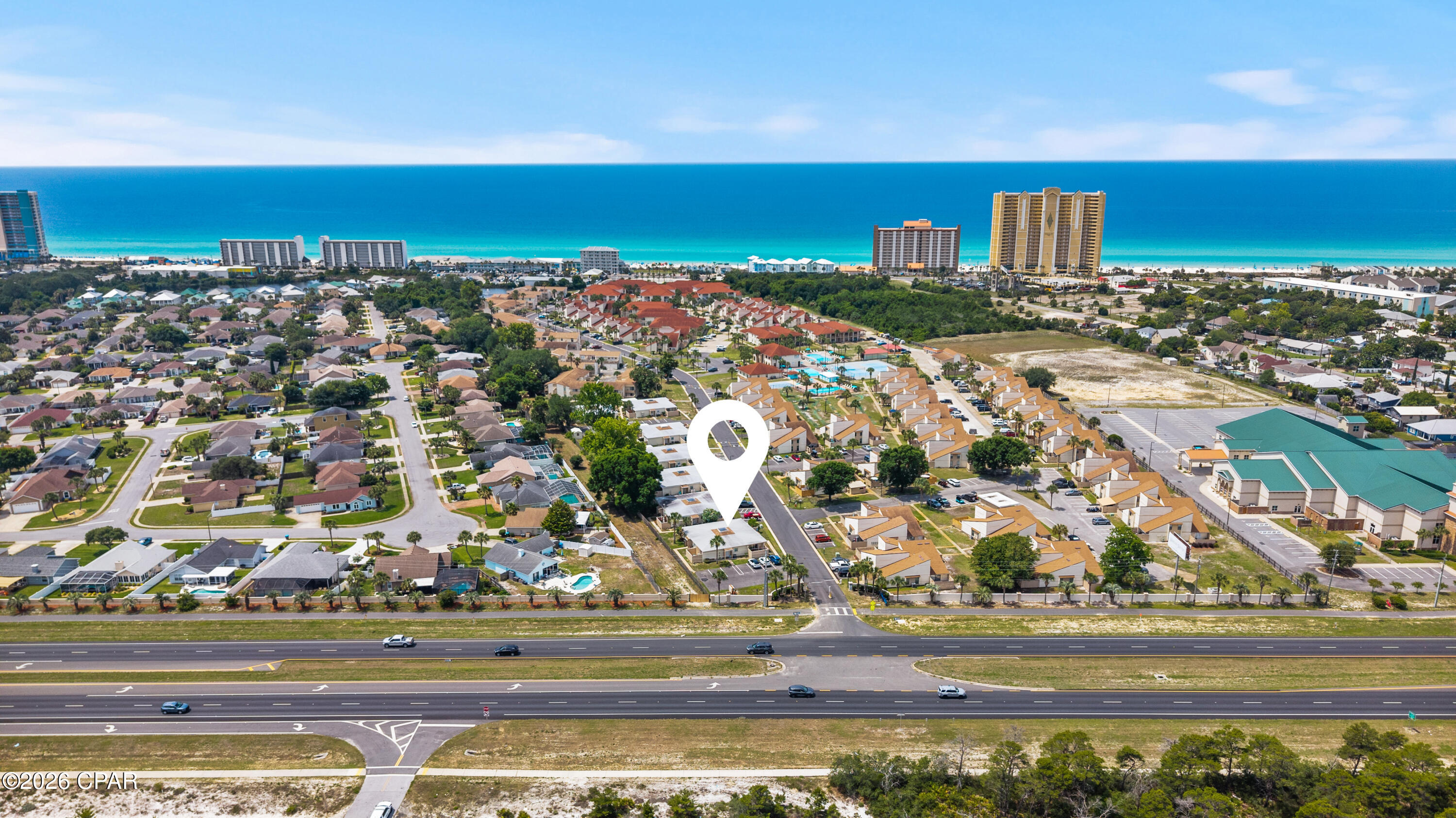 Tucked inside Phase I of the gated Horizon South community, this fully furnished 1-bedroom, 1-bath condo puts you in one of the most convenient spots on the west end of Panama City Beach -- close to everything, yet still tucked away enough to feel like a getaway. Just a short walk or golf cart ride to the beach, with quick access to Back Beach Road for easy navigation around town.

The condo has been well maintained and is completely move-in ready, while still leaving plenty of room for colorful upgrades, custom design touches, or future value-add potential. Bright layout, spacious bedroom, private patio, and easy coastal living without the pressure of taking on a full renovation project.

Horizon South is known for its resort-style setup with private beach access, multiple pools (4), hot tub, fitness center, mini golf, tennis, pickleball and basketball courts, shuffleboard, playground, and gated entry. HOA fees cover cable, water, sewer, trash, and pest control.
Brand new fence will be installed by the end of June!

Only minutes from Pier Park, about 8 miles from Rosemary Beach, and approximately 14 miles from Northwest Florida Beaches International Airport -- making this a strong option for a personal beach place, second home, or short-term rental investment.