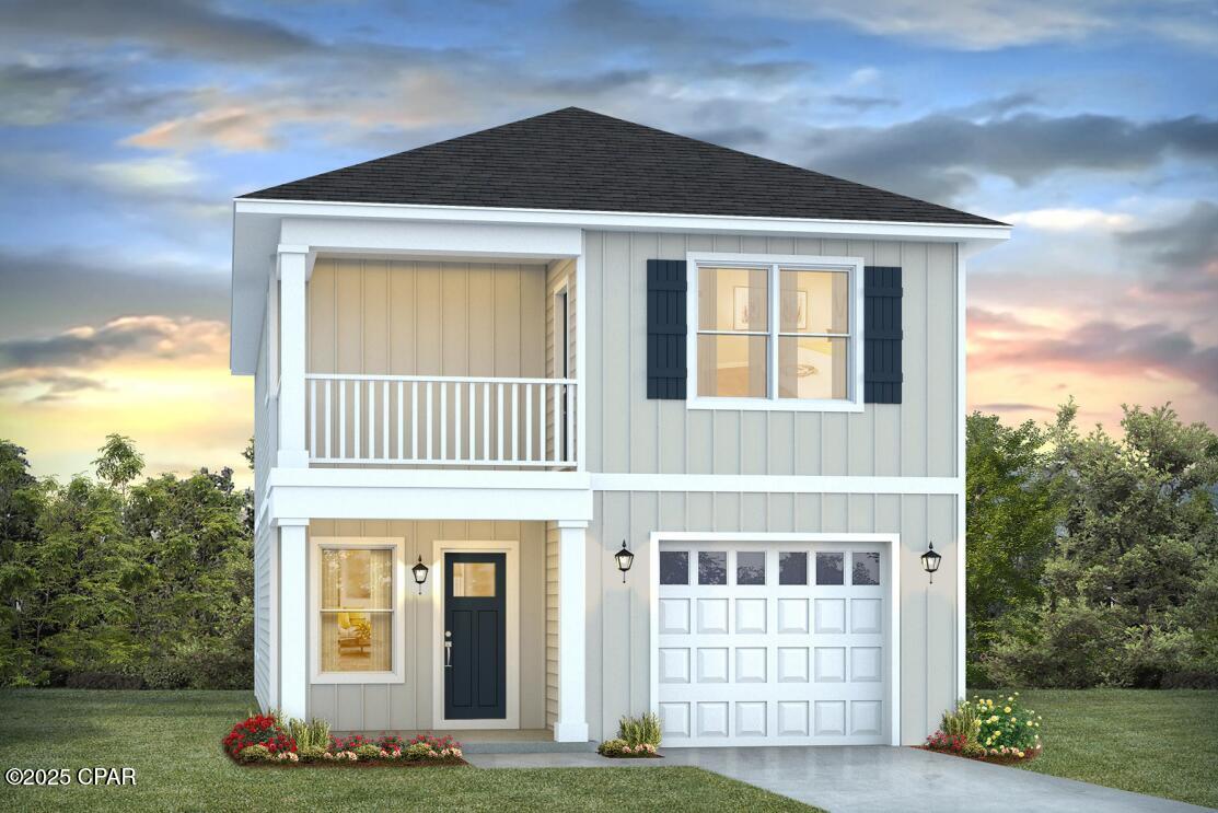 Welcome to the Monroe, a new home floor plan located at Windmark Beach in Port St Joe, Florida. This floor plan features two stories with three bedrooms and two and a half bathrooms. The exterior of this home features a covered front porch on the main level and a covered balcony on the second level just off the primary bedroom. Both have waterviews of two charming ponds in the front and back of the home.
Entering the foyer you are greeted with an open entry that leads to the grand living space with open concept design. The kitchen is open to the dining and living areas features a peninsula bar with space for seating. There is an appointed dining area that is surrounded with windows allowing for an abundance of natural light to filter through. Traditional 9' ceilings grace the living area which opens to the covered back porch where you can spend your mornings and evenings enjoying your coffee or beverage. The main level serves as the heart of the home with plenty of space and a powder room located just off the entry.

The stairs leading to the second level are accessible from the living area and lead to all three bedrooms. As you reach the second level you are met with a landing with laundry area and shared bathroom. Two bedrooms are located at the back of the home and have spacious closets. The Primary bedroom is located overlooking the front lawn and has a private ensuite bathroom. Two large closets are located in the primary bedroom and offer plenty of space for your wardrobe needs. The primary bathroom has the feel of a private oasis with a large soak tub and a separate shower. The dual sink vanity offers lower cabinetry for storage. Enjoy a quiet evening with a charming water view on your covered balcony located off the primary bedroom.