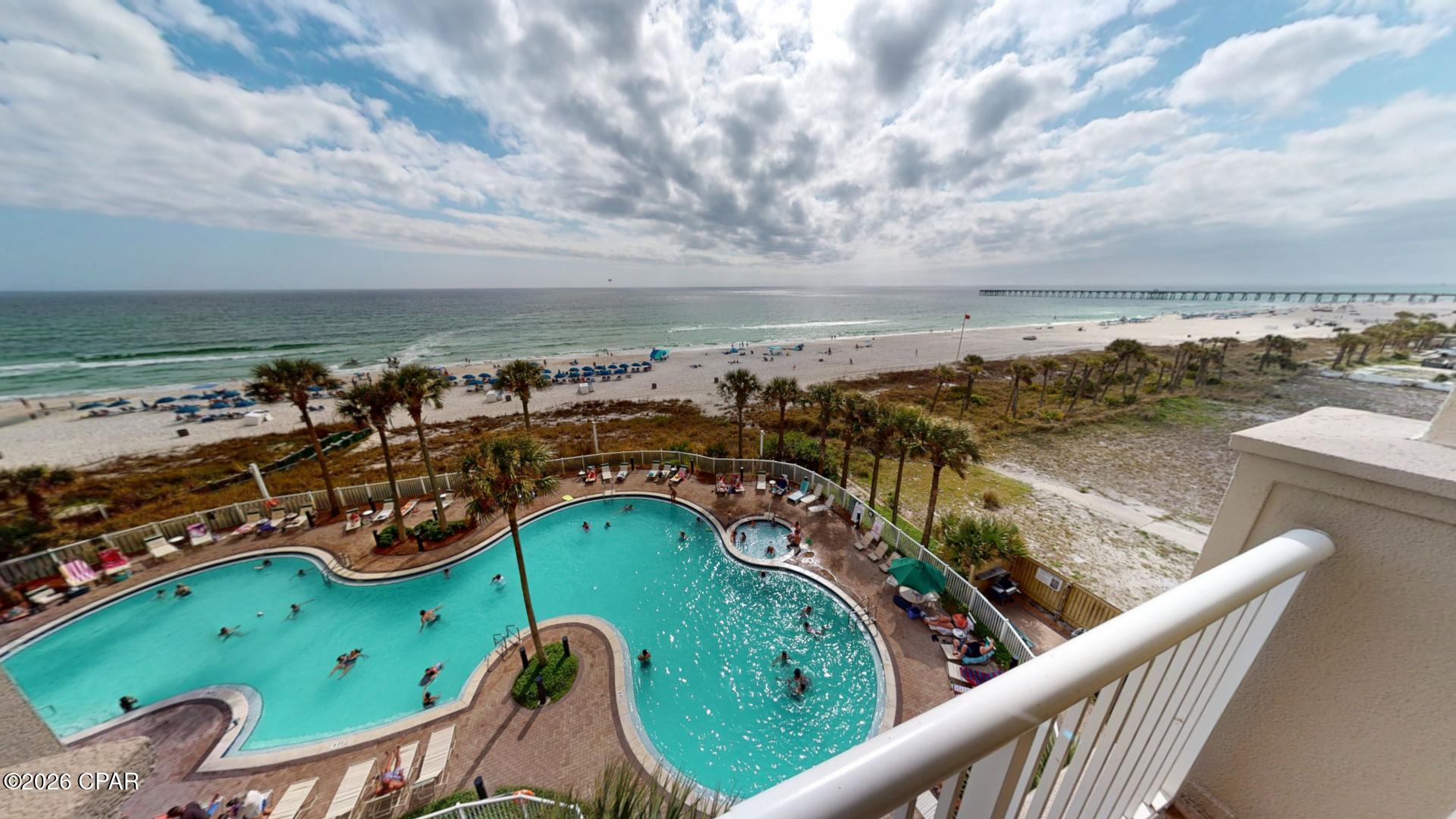 🌊 Your Beachfront Dream Awaits! 🏖️

This Condo is on the much-desired 5th floor. Park on the Parking P5 level take the walkover and walk to your condo. 

Don't miss this stunning 2-bedroom, 2-bathroom condo with bunks, featuring breathtaking Gulf-front views from both the master bedroom and living room! 🌅✨ Step onto your private balcony and soak in the white sandy beaches and emerald-green waters of the Gulf of Mexico.

Inside, the spacious master suite opens directly to the balcony, while the ensuite offers dual vanities, a soaking tub, and a walk-in shower--perfect for relaxation. This beautifully furnished, rental-ready unit is tastefully decorated with a coastal vibe and boasts:

✔️ LVP flooring for durability & style
✔️ Granite countertops & stainless appliances
✔️ Newer A/C & hot water heater for peace of mind

Grand Panama Beach Resort is a premier destination offering 24-hour security and top-tier amenities including:
🏊♂️ Two resort-style pools (one heated)
🍹 Beachside tiki bar for ultimate relaxation
💪 State-of-the-art fitness center
🛍️ Onsite general store & bistro restaurant
📚 Owner's library & BBQ grills
🌉 Level 5 walkway connecting Tower 1 & Tower 2

🏡 Own a piece of paradise today! Contact us to schedule your private viewing. Buyers should verify all important details.

📞 Don't wait--this gem won't last long! 🌴☀️