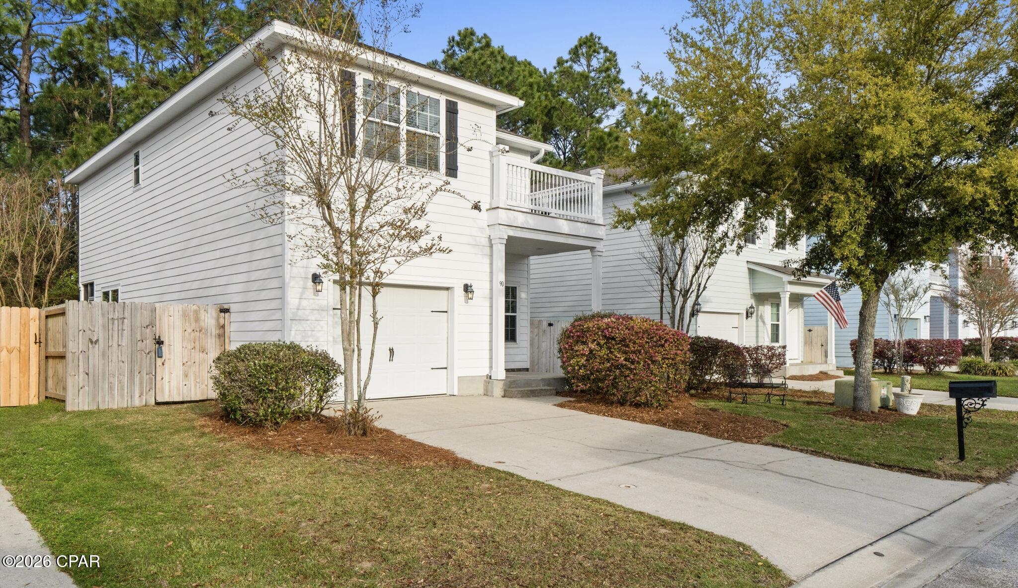 $5,000 CLOSING CREDIT!! Coastal cottage charm meets everyday functionality in this well-maintained home in Mosaic Oaks, ideally located in Santa Rosa Beach. Offering 3 bedrooms and 2.5 baths, the layout features an open main living area with all bedrooms upstairs, including a primary suite with private balcony, walk-in closet, and spacious bath with dual vanities, soaking tub, and separate shower. Recent upgrades include a new HVAC (2025), new range, microwave, and dishwasher (2026), fresh interior paint (2026), new sod (2026), new LVP flooring upstairs (2022), and fencing (2022). Situated on an exterior lot, this home offers a private backyard backing to a natural wooded backdrop, complete with a fenced yard and screened porch for relaxed outdoor living. A one-car garage and no-carpet interior add everyday convenience. Enjoy the best of coastal living from Bay to Beach -- just minutes to bay access, parks, and approximately 10 minutes to 30A, Ed Walline Beach Access, and dining and shopping at Gulf Place.
