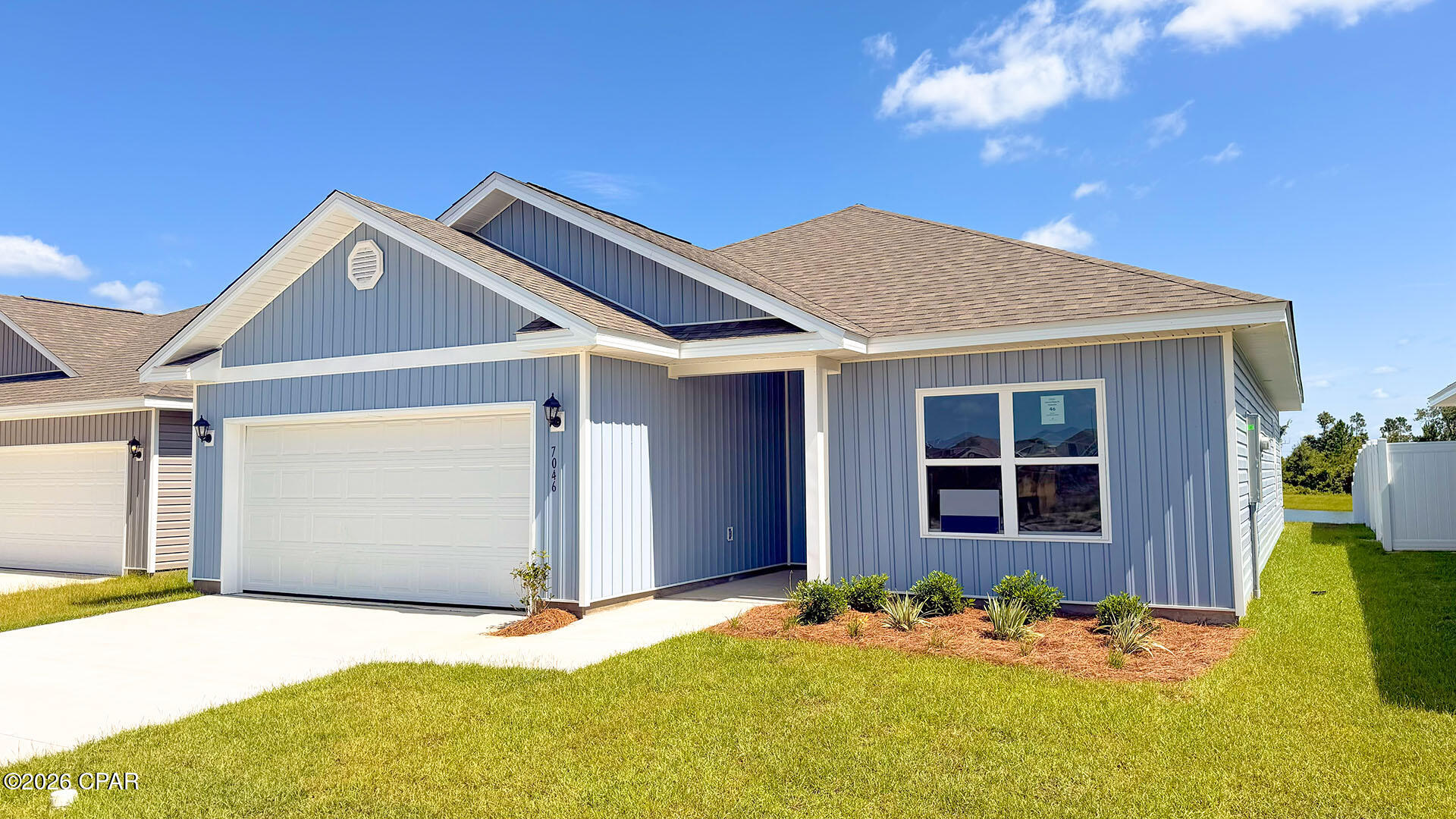 Welcome to the Walker, a new home floor plan located at Liberty in Panama City, Florida. The Walker is thoughtfully designed 3-bedroom, 2-bathroom, one-story home with 1,580 square feet of modern living. On the outside of your home, you will see durable vinyl siding, a spacious two-car garage with an opener and a fully sodded yard to the property lines. This home comes with a lovely water view as well as, equipped with dimensional shingles with a limited lifetime warranty, electronic deadbolts on all exterior doors, weatherproof outlets, and hose bibs. Sidewalks line the neighborhood streets for you to enjoy the beautiful Florida weather at Liberty. Inside you will see 9' ceilings throughout, engineered vinyl plank flooring throughout the home and carpet in the bedrooms. The front bedrooms, bathroom, and garage are close to the front door and welcome you into an open living room and kitchen, perfect for having guests over. Granite countertops, white cabinetry with soft-close are in the kitchen and bathrooms, and the kitchen island makes hosting or serving dinner at the bar a breeze. Complete with a pantry, and stainless-steel appliances including smooth top range, microwave, and dishwasher means your kitchen is fully equipped. The living room has plenty of windows for natural lighting and leads right to the back door. Each bedroom comes with soft carpet floors and spacious closets. The Primary Bedroom features a bathroom with a detached shower and double vanity with granite countertops. The walk-in closet is adjacent to the bathroom, meaning more space in your bedroom. As with all the homes in Liberty, your home is outfitted with the latest Smart Home technology, allowing you to manage your home right from your phone, making your comfort easy and exceptional.

Our Liberty community features underground utilities making it less susceptible to damage from severe weather leading to fewer outages and more reliable service! Residents of Liberty can enjoy exclusive access to two amenity centers, complete with two pools, a children's splash pad, a playground for endless fun, and a well-equipped fitness center. Our second amenity center features a basketball court and two pickleball courts for competitive play! Embrace the lifestyle you deserve where every detail is curated for your ultimate enjoyment. Situated off Star Avenue, this address is a stone's throw away from downtown Panama City's vibrant scene and the esteemed Tyndall Air Force Base, making it an exceptional choice for military personnel. Schedule an in-person or virtual tour today!