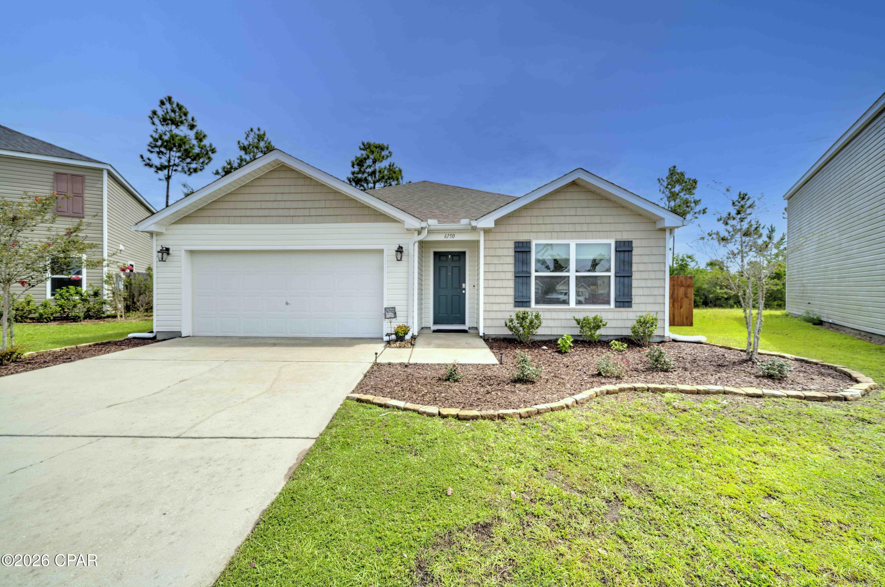Peaceful Cul-De-Sac Living Meet Modern Convenience in Olde Towne Village!

Welcome home to this beautifully maintained, turn-key residence nestled at the very end of a quiet, low-traffic cul-de-sac. Built in 2017, this highly desirable ''Cali'' split-bedroom floor plan perfectly blends contemporary style with everyday functionality. Step inside to an inviting, open-concept living area bathed in natural light, seamlessly connecting the spacious family room, dining area, and chef-ready kitchen. The kitchen serves as the heart of the home, boasting a massive central island perfect for breakfast bar seating, a generous walk-in pantry, and plenty of counter space for meal prep and entertaining.

The private primary suite is a true retreat located at the rear of the home, featuring a spacious walk-in closet and an en-suite bathroom complete with a double vanity, large garden tub, and a separate walk-in shower. Three additional bedrooms offer fantastic versatility--ideal for a growing family, a dedicated home office, or a playroom. Outside, enjoy peaceful mornings or casual evening barbecues on your covered back patio. Located in the charming Olde Towne Village neighborhood, you'll love the quiet community feel while remaining just minutes from local schools, shopping, dining, and the beautiful waterways of the Florida Panhandle.