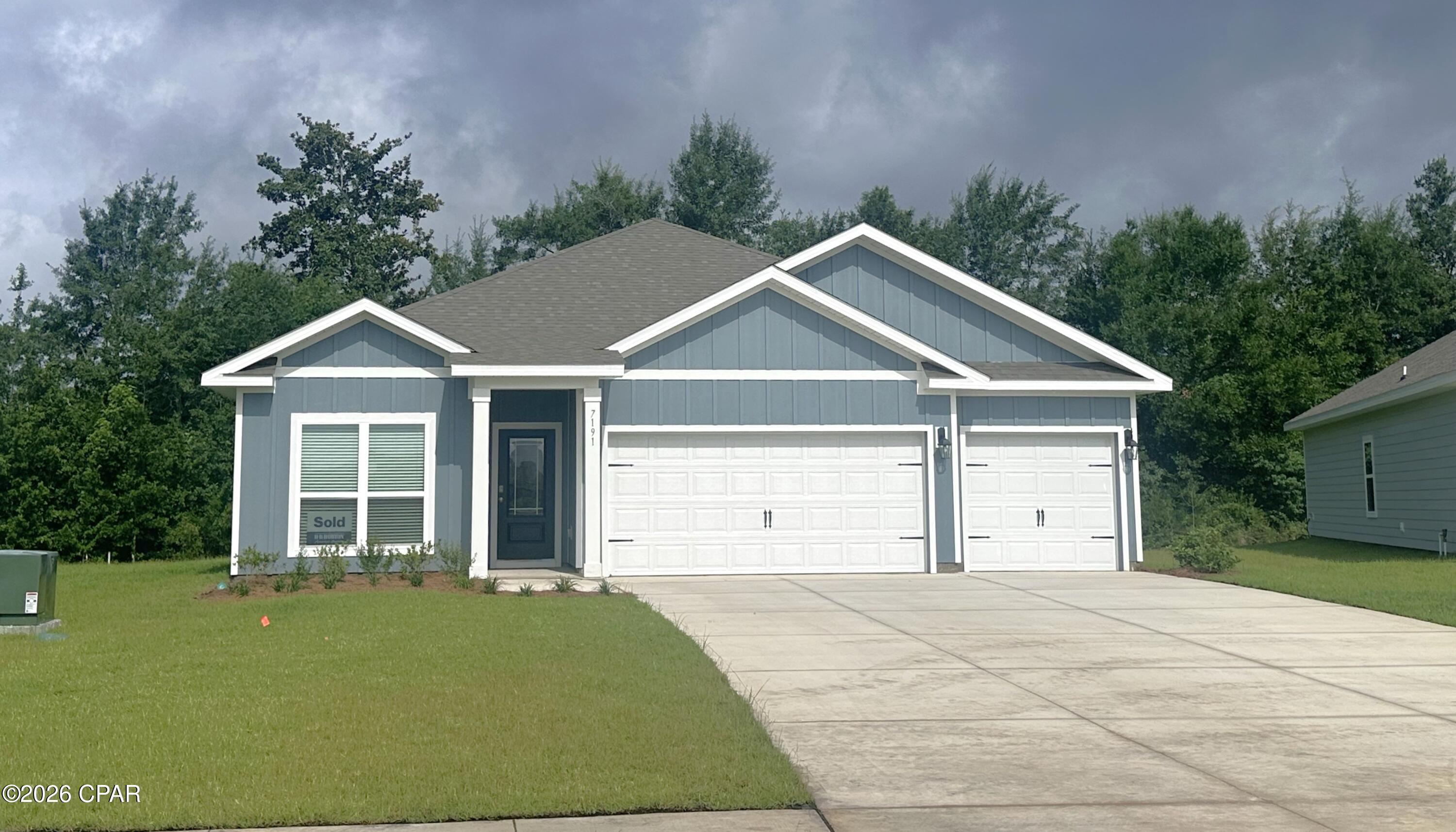 The Madison is one of our many featured one-story homes at the beautiful Hodges Bayou Plantation community. When you walk into the home, you are greeted by a long hallway that is the center point for bedrooms, the laundry room and garage, and leads to the open living room and kitchen. Beautiful, engineered vinyl plank (EVP) flooring lines the main areas of the house and soft carpet covers the bedrooms. The bedroom closest to the garage also comes with its own bathroom, not shared in the main hallway. The bathrooms have beautiful white quartz countertops and white cabinets that enhance the beauty of this home. Entering the kitchen and living room area, you will notice plenty of natural sunlight illuminating the main area. The living room has tray ceilings that open the room, making your living space feel much more comfortable. The kitchen has stainless steel appliances and comes with beautiful white cabinets. The large island has plenty of storage in it and every surface has elegant white quarts countertops. The dining area is located by the back door leading to the covered rear patio. Walking into the large primary bedroom, you will also see tray ceilings and three windows that wash the room in natural sunlight. The primary bathroom has a spacious double vanity with white quartz countertops and white cabinetry. The walk-in closet is in the bathroom as well, perfect for when you get out of the separate tub or shower with glass doors. Appreciate the convenience of a Smart Home technology package, featuring keyless entry and an intuitive control panel for your thermostat, lighting, and security systems. The exterior of this home features Hardie Color Plus Siding and is uniquely engineered to stand up to the harshest elements from wind, rain, fire, freezing temperatures, and hail. Dimensional shingles with 30-year warranty. A landscaped front flower bed at entry way and fully sodded yard. Our Hodges Bayou community features underground utilities making it less susceptible to damage from severe weather leading to fewer outages and more reliable service. Come see why the Madison is a favorite choice among buyers. Schedule an appointment today to see for yourself and find your next home at Hodges Bayou Plantation!