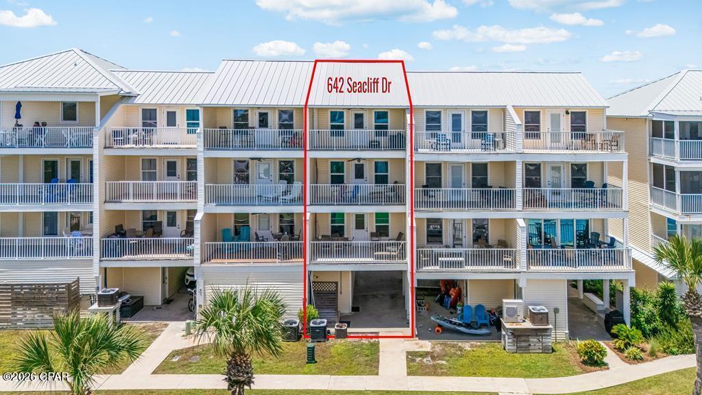 GULF VIEWS | ELEVATOR | RARE GARAGE UNIT AVAILABLE Wake up to beautiful Gulf views and enjoy the laid-back coastal lifestyle you've been dreaming of in this 3-bedroom, 3.5-bath townhome in the SeaCliffs community. Perfectly positioned overlooking the community pool and just steps to the beach walkover, this fully furnished residence is move-in ready and waiting for its next owner. Designed for comfort and convenience, the home features an elevator providing easy access to all levels, spacious living areas, and multiple outdoor spaces to take in the coastal breeze and Gulf views. The top-level primary suite offers unobstructed Gulf views from approximately 150 yards away, creating the perfect place to relax and take in the coast's sights and sounds. What truly sets this property apart is the additional parcel available for sale, a large private garage unit. One of only six garages in the entire SeaCliffs community. Whether you need space for a boat, golf cart, beach gear, extra vehicles, or personal storage, this rare amenity offers hard-to-find flexibility and value on Cape San Blas. SeaCliffs is a charming beachfront community offering deeded beach access, a community pool, beautifully landscaped green spaces, and internet. Adjacent to St. Joseph Peninsula State Park, named the number 1 beach in America, and the Cape San Blas bike path, you'll have easy access to some of the area's most stunning natural beauty, outdoor recreation, and uncrowded beaches.