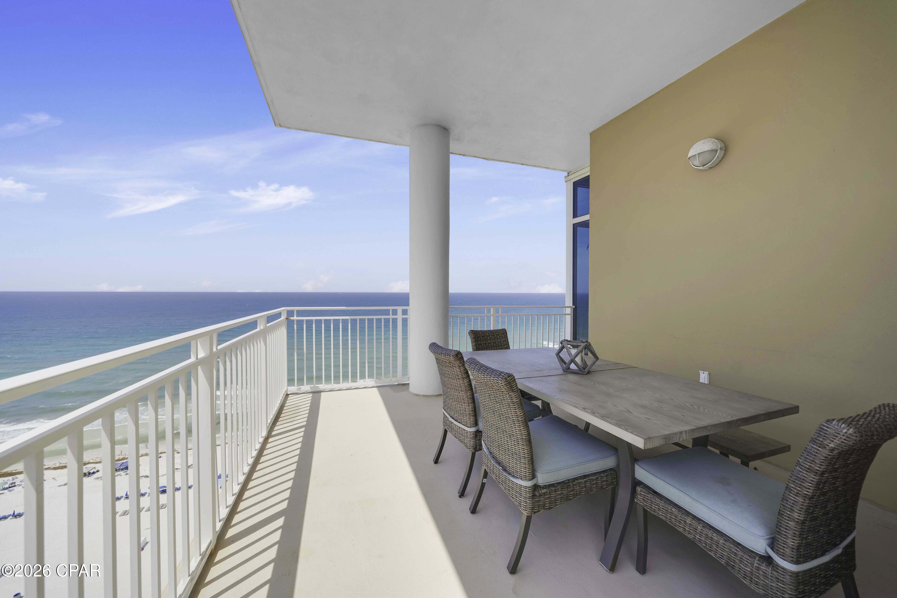 Welcome to Sterling Beach Unit 1601, a luxurious Gulf front retreat where panoramic views of the Gulf of Mexico create a breathtaking backdrop for the coastal life.  From the moment you enter this condominium, floor to ceiling windows will take your breath away with sweeping views of emerald waters and sandy white beaches.  This highly desirable 16th floor condominium is the perfect height to take full advantage of gorgeous beach views by day and incredible sunsets in the evening.  Views of The World's Most Beautiful Beaches pour through into the unit, illuminating the spacious living area complete with high ceilings and fireplace. This coastal residence features an open floor plan and offers two gulf-front master suites, each with spa inspired baths featuring jacuzzi tubs, walk in closets, and separate showers. With three bedrooms and three full baths, and approximately 2300 sq. ft. of living space, there's room for everyone to gather together for entertainment or retreat to relax in privacy. This condominium features two private balconies situated to provide the perfect vantage point for sunrise or sunset views of the Gulf and the Lagoon. Sterling Beach offers unlimited resort amenities including an expansive Gulf front pool, jacuzzi, fitness center, grilling area, community room, onsite theatre and 350 feet of sugar white sand beach.   This turnkey property is beachfront living at its finest - make this your new home at the beach or investment property - call today!